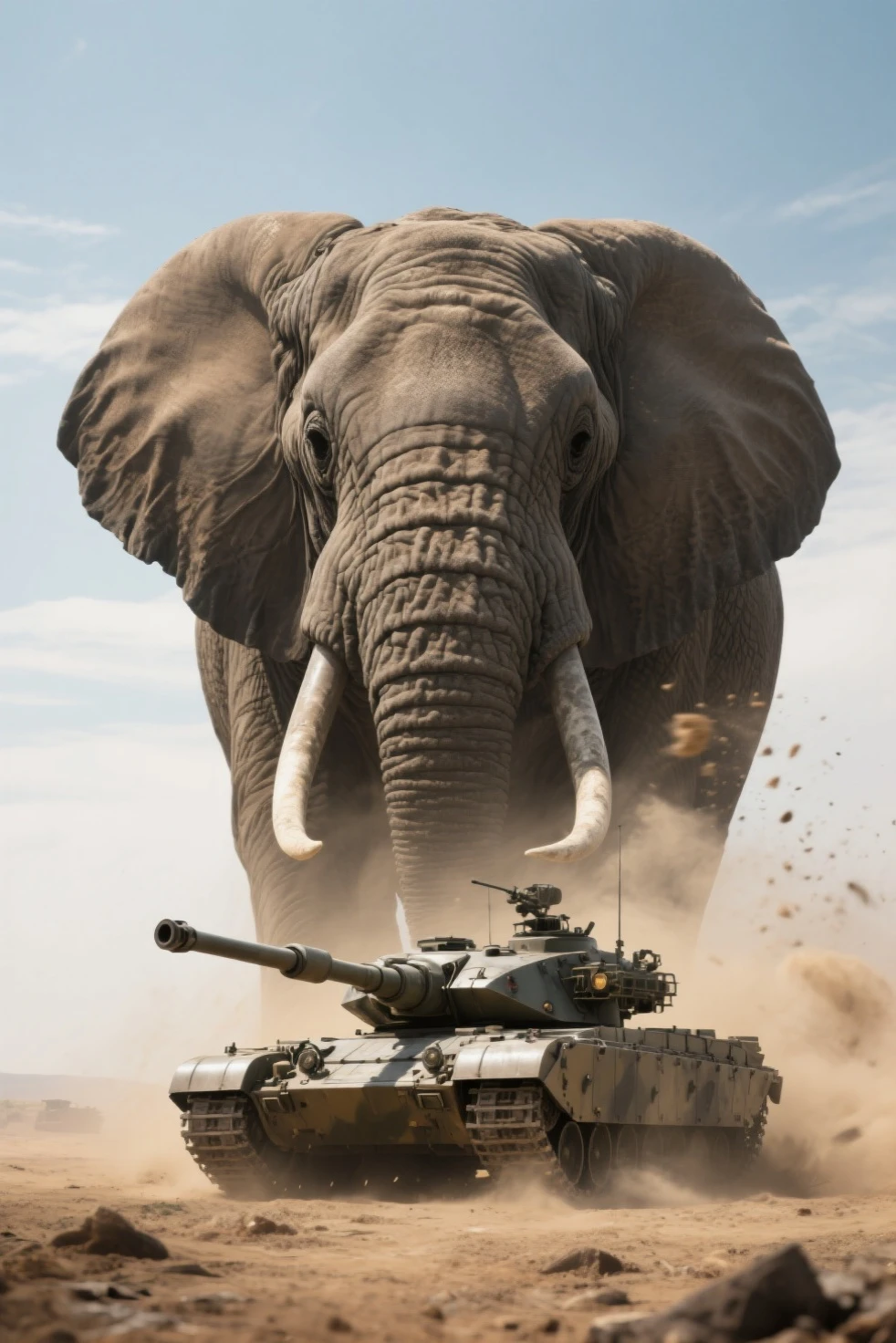 Giant African elephants armored tank、canons mounted on elephant, Elephant is a tank with mounted canons on it、Detailed and dynamic, Fantasy Art