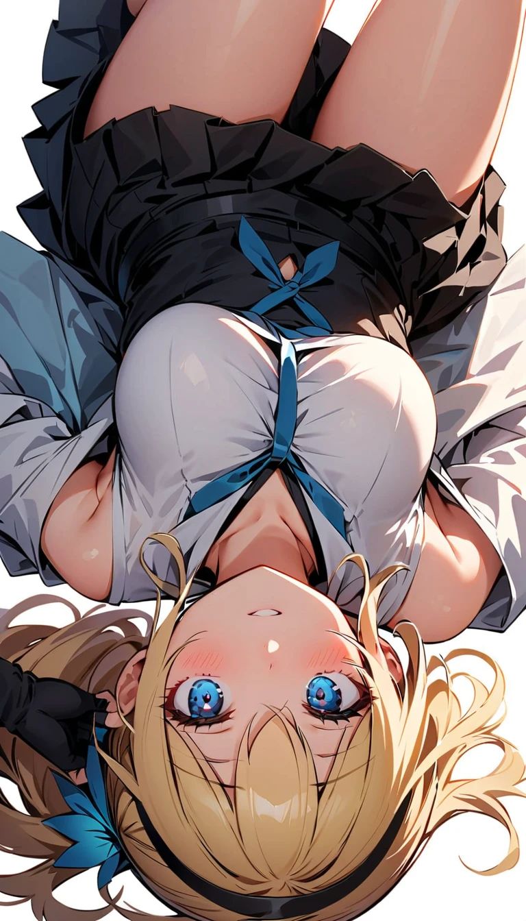 Shiny blond hair, very long hair, sophisticated haircut, ((((hair fully braided)))), ((small twisted braids)), thin and oval face, submissive, (((gagged))), ((((open denim jacket showing her breasts)))), cute and blushing 18 years old anime girl, look away because she is embarrassed and blushes, bright blue eyes, detailed face, detailed members, detailed arms, detailed hands, ((((sparkling diamond jewelry)))), tiara, ((makeup)), high heels, puffy sleeves, long gloves, long eyelashes, Girl lying, tied by ropes, shackled, can no longer move, tied tightly, very hard tied up with lots of ropes, hampered by so many ropes that she can no longer move, bound hands and feet, ropes tie his whole body, tied extremely tightly and forcefully to her bed by a lot of ropes, its limbs are strongly tied together by ropes, his torso is tied up with thick cords, her chest is so tied up with ropes that it sticks out, her legs are tied tightly with thick ropes, his hands are tied behind his back with ropes, she can no longer move her feet, her hands which are tied by thick ropes, she desperately tries to free herself, likes to be tied tight with big ropes, likes to be immobilized by big ropes, lying down, his hands and feet are strongly tied to the railing of his bed, his legs are pressed together and tied with ropes, its limbs are held vigorously by imposing ropes, her hands are tied securely behind her back by ropes, her chest is compressed by strong ropes, she is pressed against her bed and restrained by large ropes (shibari, arms behind the back:1.4), (hands on the back), (masterpiece, best quality) 1.5, 1girl, solo, (sexy, beautiful woman, perfect face, perfect eyes, perfect hands), samus aran, (shibari, arms behind the back:1.4), (hands on the back), Spread the legs, s' ((lie in bed by big ropes)), ((close up of the girl)), ((((lie in bed))))
