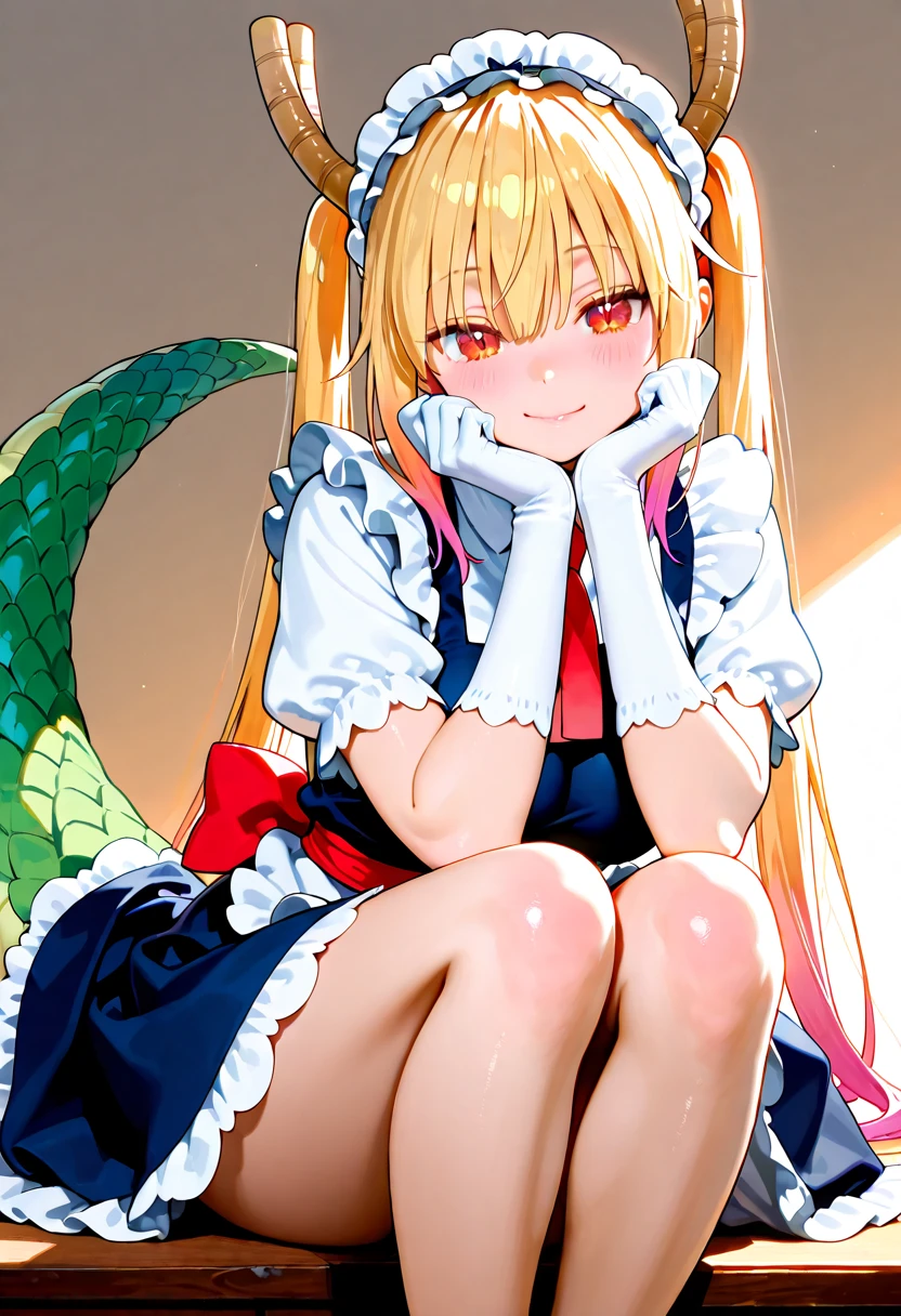 Masterpiece, best quality, tohru \ (maidragon \), dress maid, dragon tail