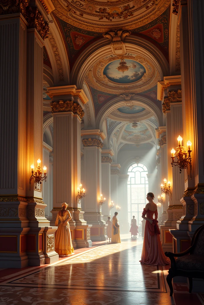 give me the image of inside a grand palace