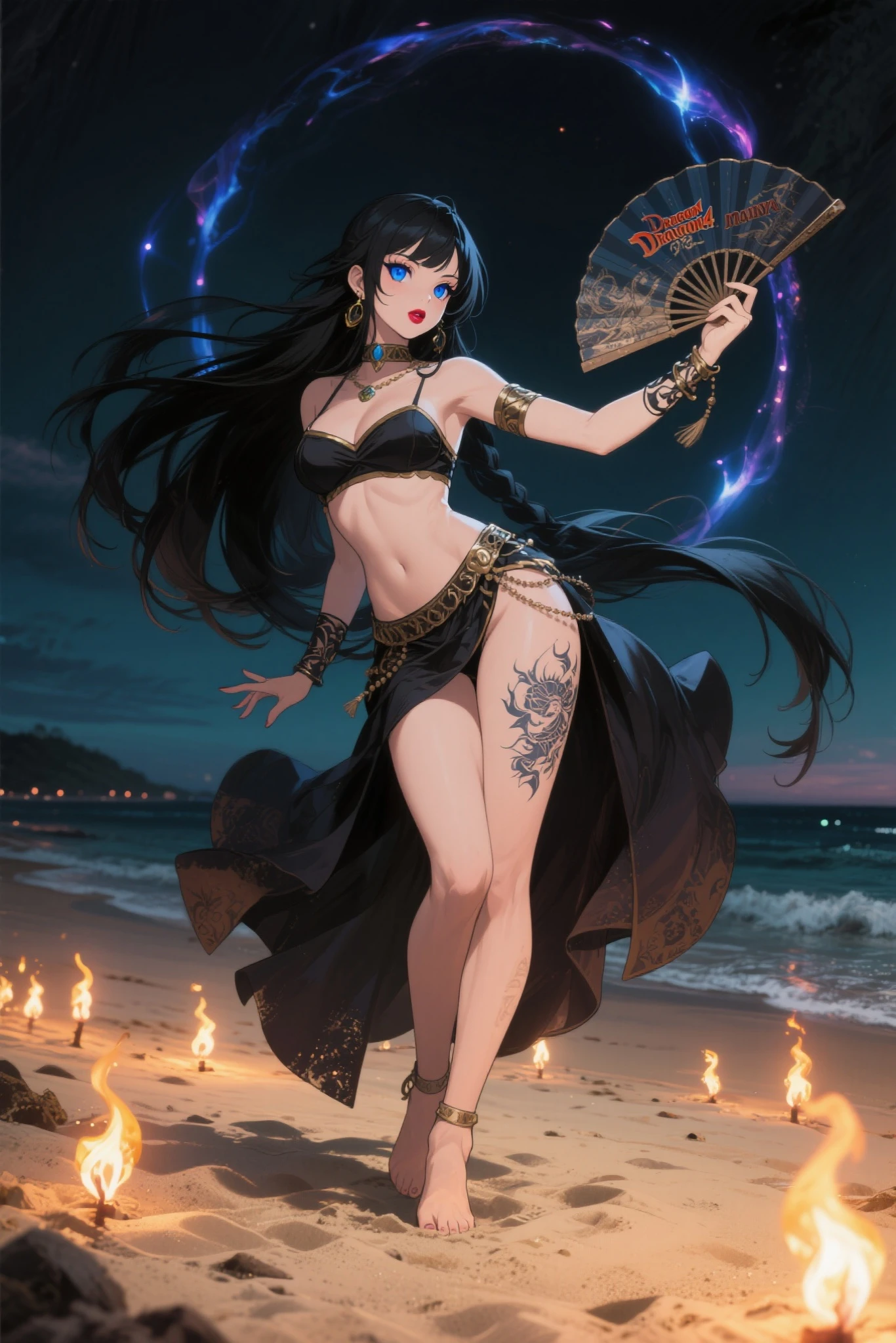 1Mulher, cabelo de rabo de cavalo, arms up, (pele colorida, Pele cinza:1.2), Olhos vermelhos, sozinho, Presas de vampiro afiadas, delineador, corada, cabelo vermelho cacheado, medium breasts, tatuagem, micro high cut bikini, olhando para o espectador, maquiagem, boca aberta, fundo gradiente, standing on her feet , pernas abertas, virilha exposta, camelo, corpo inteiro,