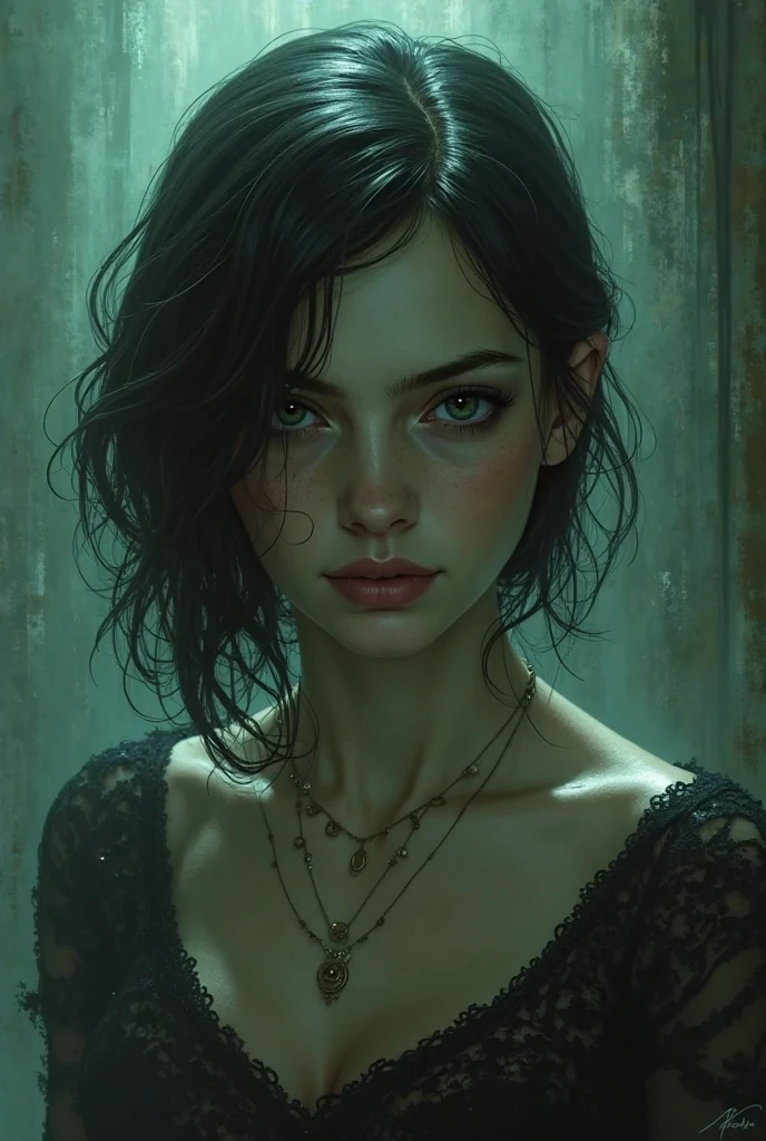painting of woman, with influence of Jeremy Mann, Jeremy Mann, style of Jeremy Mann, Jeremy Mann painting, Jeremy Mann art, Ron Hicks, Liepke, Jeremy Mann and alphonse mucha, Works that influenced Edmund Blampid, robert lenkiewicz, Casey Baugh and James Jean, Works that influenced Willem Kalf, Nick Alm, tumbler, figurative art, Intense watercolor painting, watercolor detailed art,Beautiful and expressive painting, Beautiful artwork illustration, very colorful tones, Fantastic, cool beauty, highest quality,official art, women only, sharp outline, melancholy, nostalgia, Eyes without pupils, color eye, ideal anima, In search of lost time