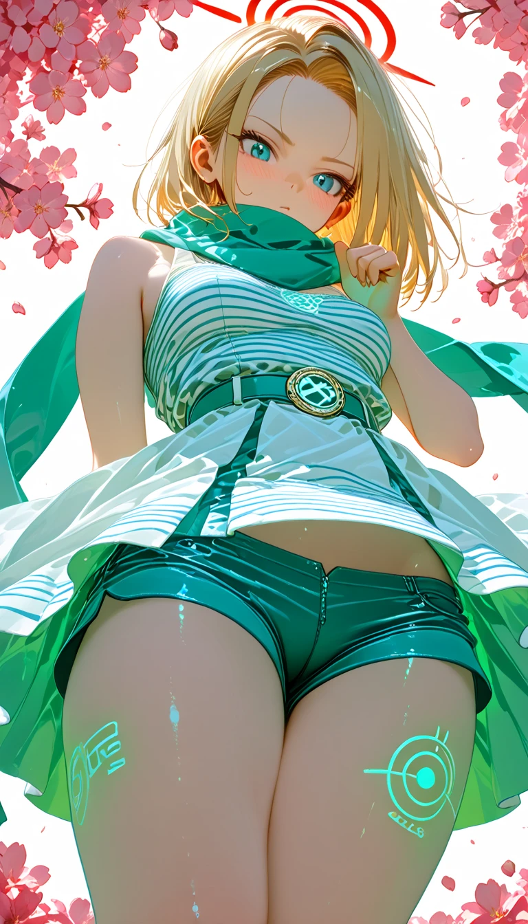 (masterpiece, Highest quality:1.2), One girl, Green hair See-through underwear Yellow juice from pants Browsing Caution Luxury Underwear Seaside