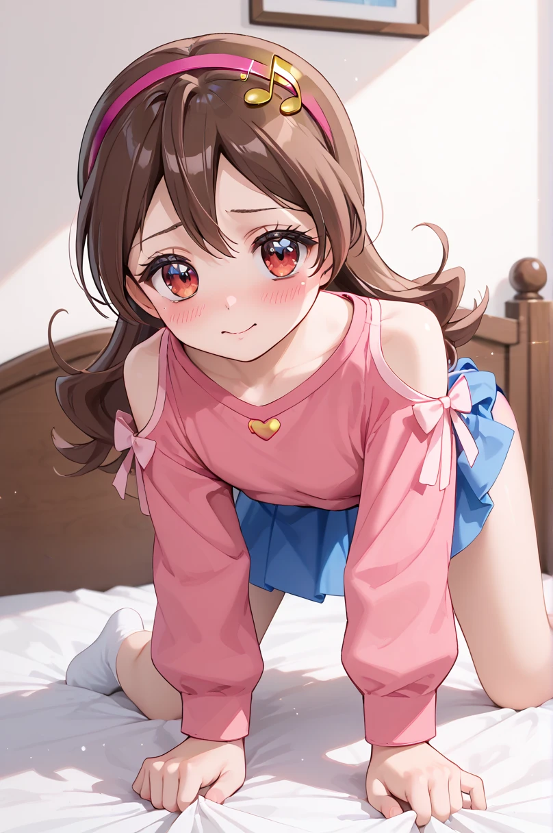 sakura bakushin o \(umamusume\), ((Highly detailed face)), Slender girl, whole body,masterpiece, Highest quality, underwear,good,panties,Horse tail, A light smile, Beautiful and clear eyes, frontage,