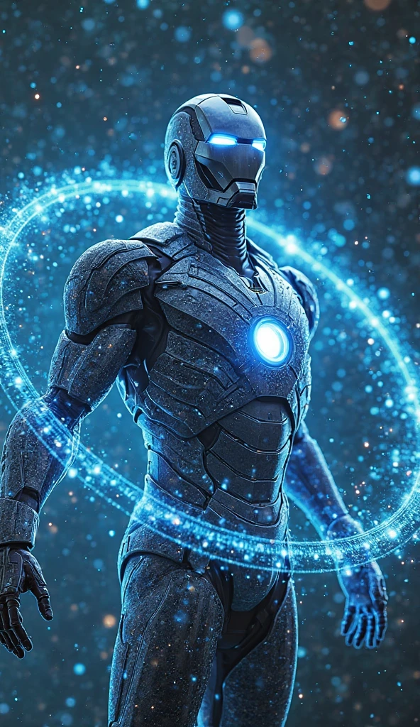{
"size": "1024x1024",
"prompt": "A futuristic and sleek superhero named Electron is shown with an energetic and vibrant appearance, wearing a suit with glowing circuitry patterns. He is levitating in mid-air, using his hands to create a bright, holographic diagram that illustrates atoms with their electron layers. The diagram consists of concentric circles around a glowing central nucleus, with small orbs representing electrons orbiting in precise layers. The background is dark and slightly blurred, drawing attention to Electron and his colorful, detailed visualization of atomic structure, emphasizing his role as an educator and master of energy."
}