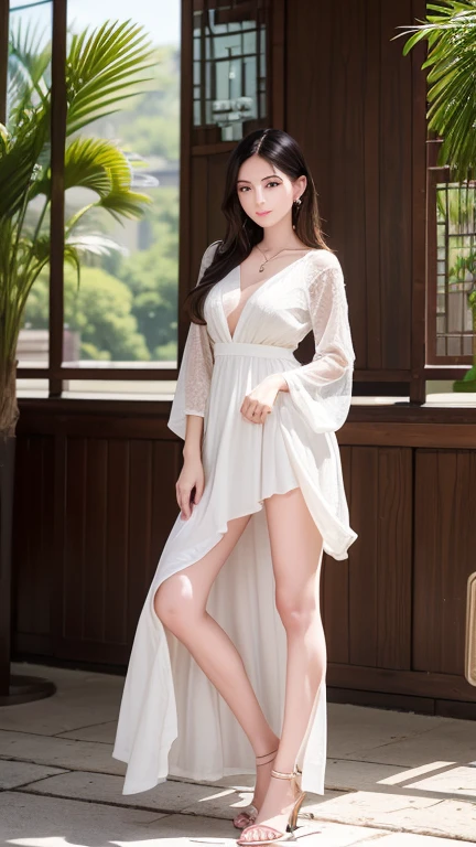 Tabletop, Highest quality, Intricate details, Perfect Face:1.1), ((Huge breasts!!!!!!)),(Big Breasts!!!!),, Sharp focus, ((alone:1.4), (Full Body Shot), View your viewers, Ultra-high resolution, (One Girl:1.4), Highly detailed illustration, Smooth, Very perfect pixel, Detailed Background,, forest, Fascinating,Venus Body、Blonde、Short Bob、kimono、