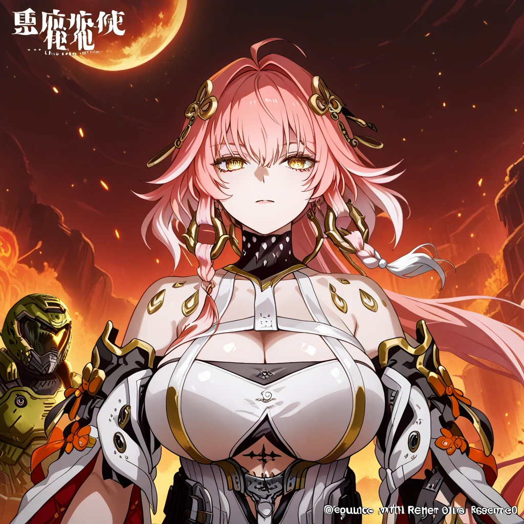 a close up of a woman with a very large body and a very large body, biomechanical oppai, robot mecha female dragon head, anime monster girl, cushart krenz, a very beautiful berserker woman, mika kurai demon, with scaly-looking armor, mechanized valkyrie girl, cushart kenz, armor girl, naked, massive tits