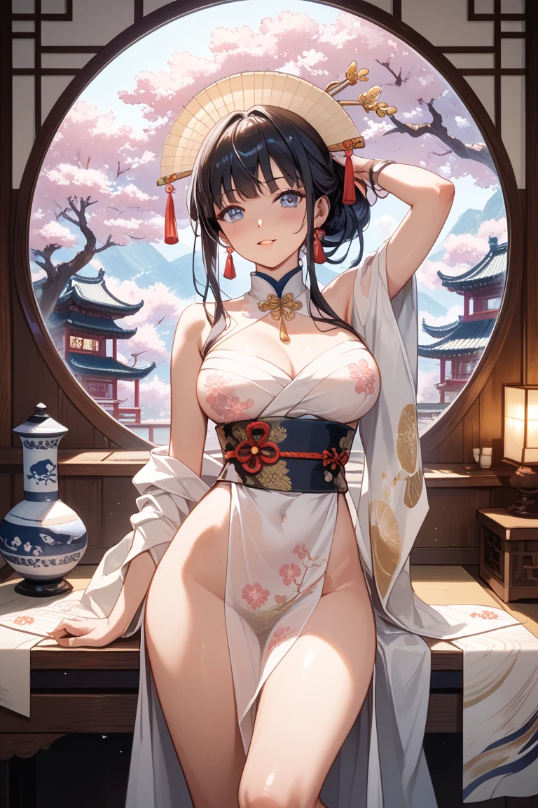 (nsfw:1.5),(best quality,4k,8k,highres,masterpiece:1.2),ultra-detailed,(realistic,photorealistic,photo-realistic:1.37),acrylic painting,(beautiful Japanese model with naked breasts:1.5),beautiful Japanese model with extremely colorful hair and detailed facial features,(beautiful Japanese model wearing a large colorful waist corset:1.5),beautiful Japanese model standing in a beautiful garden surrounded by a starry sky,(beautiful Japanese model with a colorful aroused naked pussy:1.5),beautiful Japanese model with intricate accessories and a matching hat,beautiful Japanese model posing gracefully with her hands on her hips,beautiful Japanese model with long flowing twintails,beautiful Japanese model with bright blue eyes and rosy lips,beautiful Japanese model with a joyful expression,beautiful Japanese model in a dynamic pose with cherry blossoms falling around her,beautiful Japanese model surrounded by colorful flowers and butterflies,beautiful Japanese model adorned with cute bows and lace details,beautiful Japanese model with an enchanting smile,beautiful Japanese model with soft, pastel-colored shading,beautiful Japanese model with a magical glow illuminating her,beautiful Japanese model in a picturesque setting with a winding path leading to a magnificent castle,beautiful Japanese model with a fairytale-like background,beautiful Japanese model with a soft, dreamy atmosphere,beautiful Japanese model with a subtle bokeh effect,beautiful Japanese model standing under a moonlit sky,beautiful Japanese model with a warm, golden sunset in the background,beautiful Japanese model surrounded by twinkling stars and colorful nebulae,creating an ethereal and captivating artistic masterpiece. 