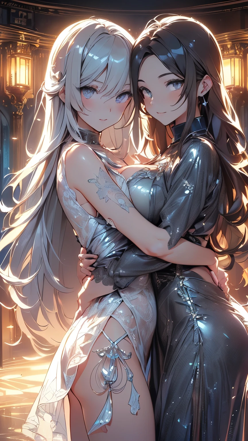 holographic、(Light ash blown away by strong winds:2)、(アヘSmile:hollow eyes , open your mouth:1.9).( pupil:1.8).、(Big breasts:1.8).nsfw.(squats alone、 open legs:1.8). Heart Hand.(holographicピンクと白の透明なハイレッグレオタード:1.7).(Big breasts:1.9).(Natural light illuminates the subject:1.4).( 透明なholographicな薄ベージュのグラデーションの髪:1.8)、(Composition showing the subject from directly below:1.8).( dynamic sexy pose with a bull ring :1.5).(Professionalのライティング, photon mapping, , physical rendering :1.3). Halloween Night,High Definition、 Beautiful Art 、 Dead Mutated Shape Broken 、 Written Depth of Frame 、movie、 Visual Arts 、 Perfect art,((masterpiece))), ((( in exchange ))), ((Super Detailed)), ((Super Detailedなイラスト)), ((Amazing Paintings)), (16K Replacement Wallpaper :1.4), Kampala, (Highly Detailed and Delicate Illustration Style:1.8), Feeling , detailed fabric texture, very detailed depiction , (masterpiece), ( very detailed faces :1.2), ( Very well-crafted shiny long hair :1.5), ( So beautiful、beautiful deep blue eyes :1.2), Original, raw photo, Professional, complicated details, Super Detailed, Direct sunlight:1.6, ( completed:1.4), ( very well-crafted needles :1.1), (Very dexterous fingers:1.1), Genuine, (two women hugging:1.6), (美しく形作られたBig breasts:1.5), ( holographicホワイトランジェリー ), ( 非常に繊細で複雑な透明なholographicヘアテクスチャ :1.5),( very cleverly crafted needles :1.3)、( complicated detailsが施されています:1.4) ( beautiful sparkling gray eyes :1.6), ( とても細かく繊細な青いpupil :1.2), ( very detailed faces :1.4), (Smile:1.3), (:1.2), ( Viewer:1.4) beautiful Italian cityscape with the morning sun in the background.:1.2