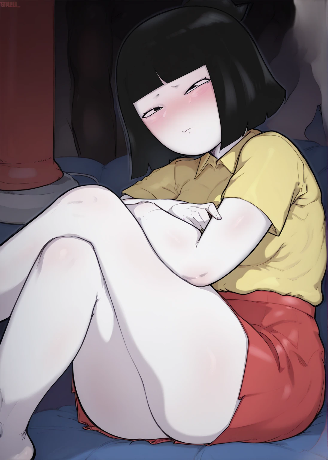 chibi, cbmrk, black hair, short hair, masterpiece, expensive quality, very_expensive_solve, big_file size, full color,(completely nude:1.2),pussy,niplles,