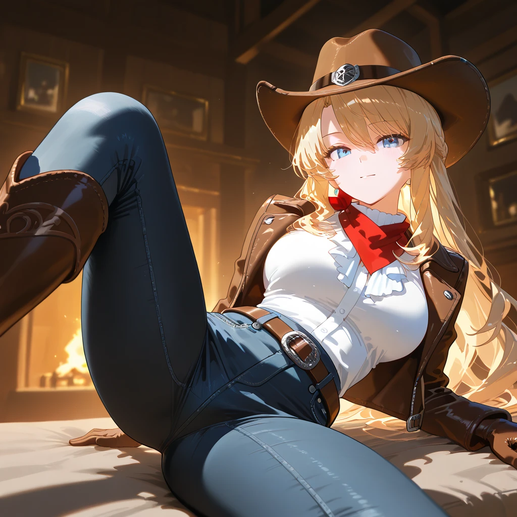 ((1girl, solo)), beautiful body, (perfect anatomy, perfect body, perfect hands, perfect legs), nice hands, natural proportions, sexy body, large breasts, sitting, hand up, knee up BREAK
((extremely detailed face)), blue eyes, (beautiful detailed eyes:1.6), (realistic pupils, realistic iris:1), expressive eyes, ((looking at viewer)), (clear eyes:1.3), (hyperrealistic:1.2), (detailed skin texture:1.2), smooth skin, (blonde hair:1.5), long hair, (ponytail:1.3), (x hair ornament:1.2), (detailed lips:1.2), (attractive lips:1.1), (glossy lips:1.1), perfect face, perfect eyes BREAK
bikini, swimsuit, string bikini, underboob, sideboob, animal print, cow print, choker, neck bell, cowbell, elbow gloves, side-tie bikini bottom, thighhighs, high heels, skindentation BREAK
(masterpiece:1.5), anime-style, top quality, best quality, (beautiful and aesthetic:1.2), (ultra detail:1.5), Ultra-detailed depiction, Ultra-precise depiction, extremely detailed 8k illustration, high resolution, (highly detailed shading:1.2), (realistic lighting:1.4), perfect lighting, vibrant colors, dynamic tones, striking hues, 8k, absurd resolution, perfect shadows, hdr, UHD, ambient lighting, realistic, ultra-realistic, photo realistic, highly detailed, rich detail, luminous colors, fine texture, intricate design, professional illustration, (soft light:1.2), (illustration:0.7)