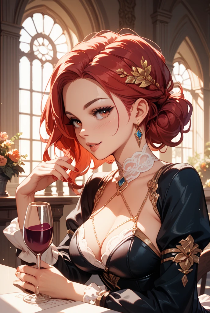 um desenho de uma mulher com roupa preta, red hair and demon face, Lois van Baarle e Rossdraws, lazy |, por Ryan Yee, by lazy, lazy art style, garota monstro, artgerm e lois van baarle, lazy and wlop, inspired by lazy, no estilo de Ross Tran, alta qualidade Jennifer Connelly personagem mulher estilo Jennifer Connelly com marcas de guerras Imagem de desenho animado de uma mulher .Ilustra??o estilo desenho animado, estilo de arte dos desenhos animados, estilo de arte dos desenhos animados, digital illustration style, estilo atompunk projeto de pessoaagens altamente detalhado, arte digital detalhada coragem, Forest fan art, Design de personagens de retrato, beautiful digital illustration, retrato de alta qualidade, Arte em quadrinhos, mulher jovem cabelo com transas lindas . Queen Anna by Jennifer Connelly lined eyes Medium large bust and wonderful sexy clothes. image expression of sexual desire from waist to head illustration Queen Anne of Arendelle atompunk style Fallout 4 style pose playboy magazine sensual witch Character cartoon style facial expression happy beautiful smile and six medium small portrait mode waist up with lots of gold around her other stones portrait precious mode waist up queen of the south Jennifer Connelly GTA scenery dominatrix gold coins chest with jewelry with her boyfriend, um homem com barba preta, armado com um estilo militar, Jennifer Connelly Turnaround sheet Creates multiple images in different poses of the same cartoon character:1.2), Mulher do Sul do Brasil arafed woman in a housekeeper outfit posing in a kitchen, gorgeous housekeeper, anime girl in a housekeeper costume, garota sexy, housekeeper, housekeeper dress, a sexy housekeeper in a magical forest, housekeeper outfit, linda mulher de anime sedutora, cosplay, cosplay de anime, beautiful housekeeperen, Alena Aenami e Artgerm,