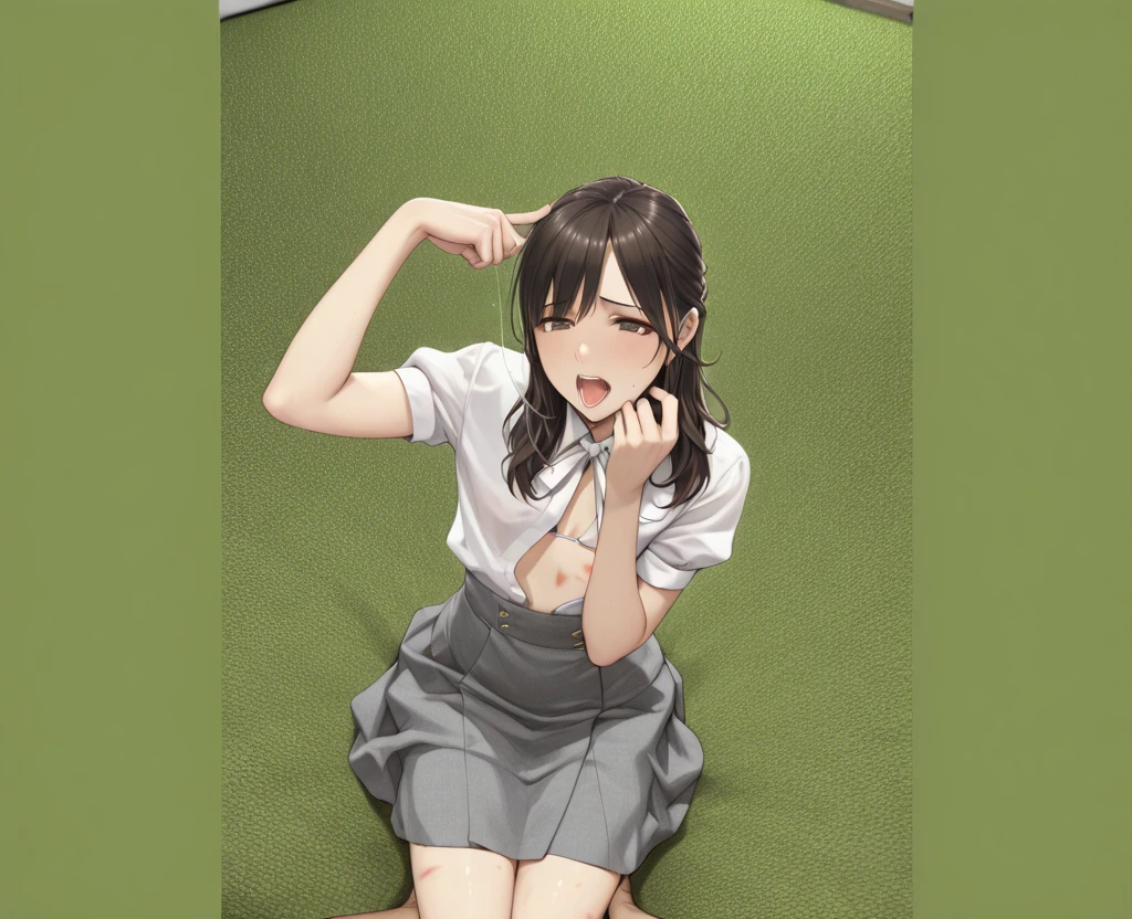 nsfw,(((masterpiece))), (((best quality))),((masterpiece:1.5)), (best high quality), (ultra high res), (ultra highly detailed), (8k:1.3),anime colored,perfect hands, perfect fingers, perfect legs,(cowboy shot,from front),1woman,solo,idolmaster, () ,(18years old, beautiful girl), (beautiful eyes),(((beautiful hair))), (((short bob hair))), (wet hair), (wet skin), ((Sweat)),(vapor), (flat chest,midium breast), (glasses),(expensive), (slip,no makeup, sweaty body),(no bra),(no panty),(white Tank top, black leggings),(lying on bed),(bed room),(massage),((spread legs)),((steam)),(scatter sweat),(embarrassed,smile), open mouths,(((one eye closed))),((tongue out)),deep breathing, feel good,indecency,((squatting)),(Nice touch),