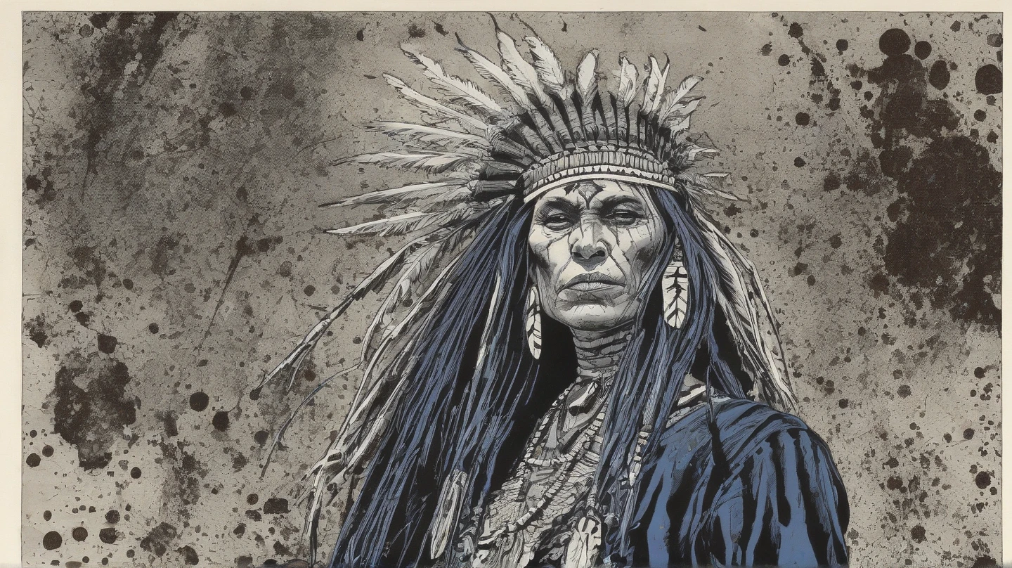 white haired scraggly shirtless tattooed female viking shaman, has glowing tattoos