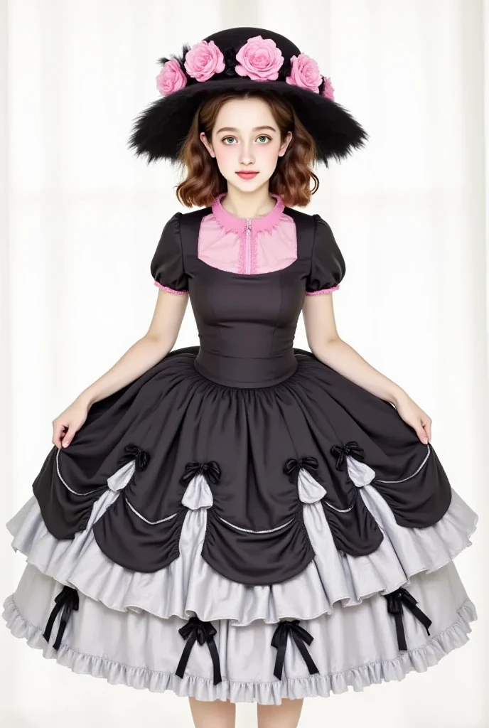 masterpiece, best quality,1girl,gothgal,frilly dress 8k,highres, ( flower_styler:1.2)(rainbow-candy:1.2) ((12-year-old girl))