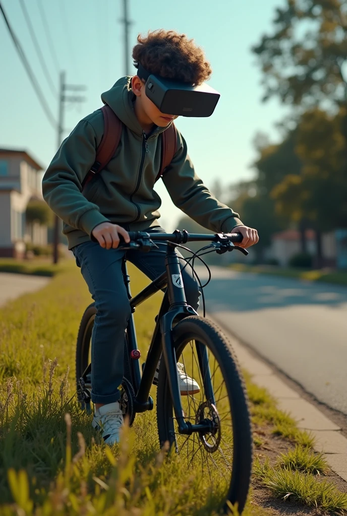 Make a boy riding a bicycle that charges a cell phone when he pedals