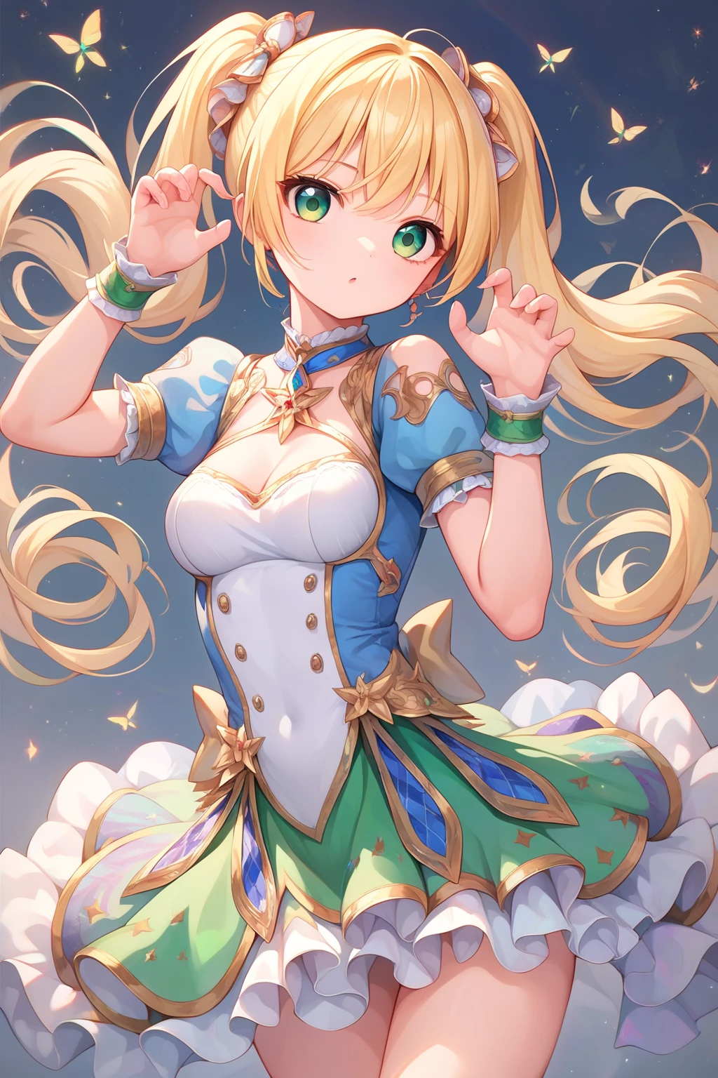 low-angle shot, smile, look at viewer, skirt, holding down her skirt as it is being blown by a strong wind, high quality, masterpiece, ultra-fine illustrations, detailed background, realistic lighting, dynamic pose
