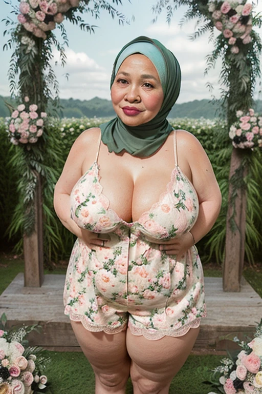 RAW, Best quality, high resolution, masterpiece: 1.3), beautiful 45 years old Malay woman, big single Bun hair, Masterpiece, moaning deliciousness face, vomiting mouth, (big breast, plump body, chubby), gorgeous eyes, Soft smile, wear a tiny strapless dress, no pants, sticking body at highway, in raining weather, seducting pose, potrait shot 