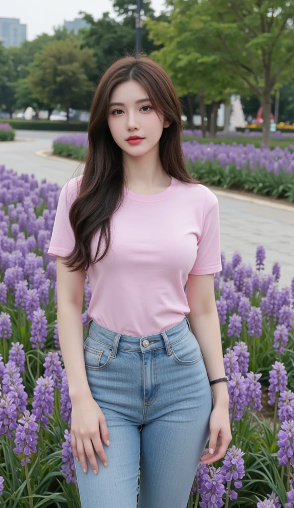 a beautiful Korean girl,1girl,beautiful detailed eyes, beautiful detailed lips, extremely detailed eyes and face, long eyelashes,(riding a 2000 MV Agusta F1 race bike),(pink bike),(silky glitter Teal colour t-shirt), tight above knee length skirt,(sitting on bike seat hand on bike handle),f1 race, photorealistic, best quality,4k,8k,highres,masterpiece:1.2,ultra-detailed,realistic,photorealistic:1.37,HDR,UHD,studio lighting, ultra-fine painting, sharp focus, physically-based rendering, extreme detail description, professional, vivid colors, concept art, stylish poses, stylish look, smile, (rose on hand), (standing), bright skin, Autumn, clear face, realistic skin, realistic face, Realistic smile, tempting eyes, Cute, cinematic composition, highly detailed, detailed beautiful face with striking eyes and lips, intricate details, professional photography, (full body shot),(smile), beautiful road, dark Colour road