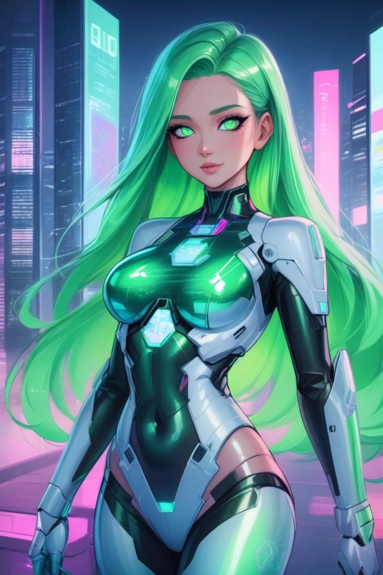 (woman with medium breasts:1), (pale skin:1.5), (multicolored robot girl with shiny metal body:1.5) , (multi-coloured hair:1.2), twintails, wavy hair , slave collar, robot ears,(full lips:1), (red lipstick:1), outer space, science fiction, window , (cameltoe:1), hair band, forehead jewel, parted lips, light smile, (transparent panels:1), full body, high heels