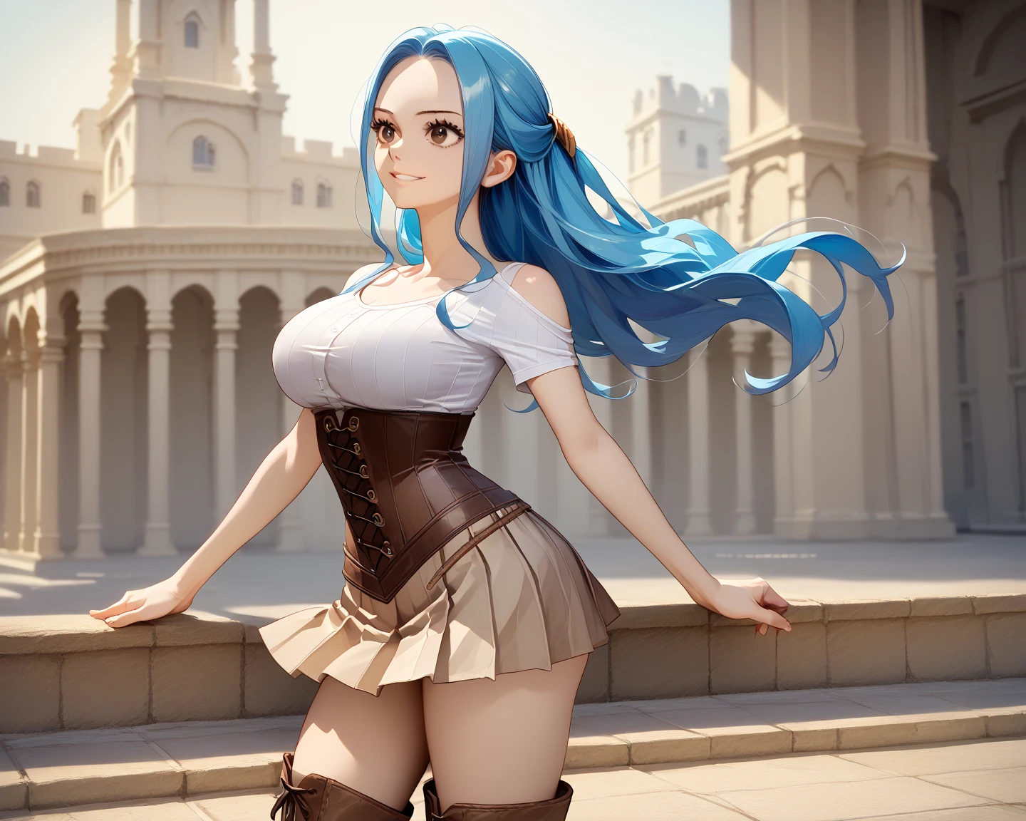 defYui,large breast,
BREAK (skirt, thighhighs, bare shoulders, detached sleeves, armor, white thighhighs, breastplate:1.2),
BREAK (multiple views:1.5),from behind,from_front,(blue background:1.3),(full body:1.4),arms at sides,
BREAK toilet stall,
BREAK (masterpiece:1.2), best quality, high resolution, unity 8k wallpaper, (illustration:0.8), (beautiful detailed eyes:1.6), extremely detailed face, perfect lighting, extremely detailed CG, (perfect hands, perfect anatomy),