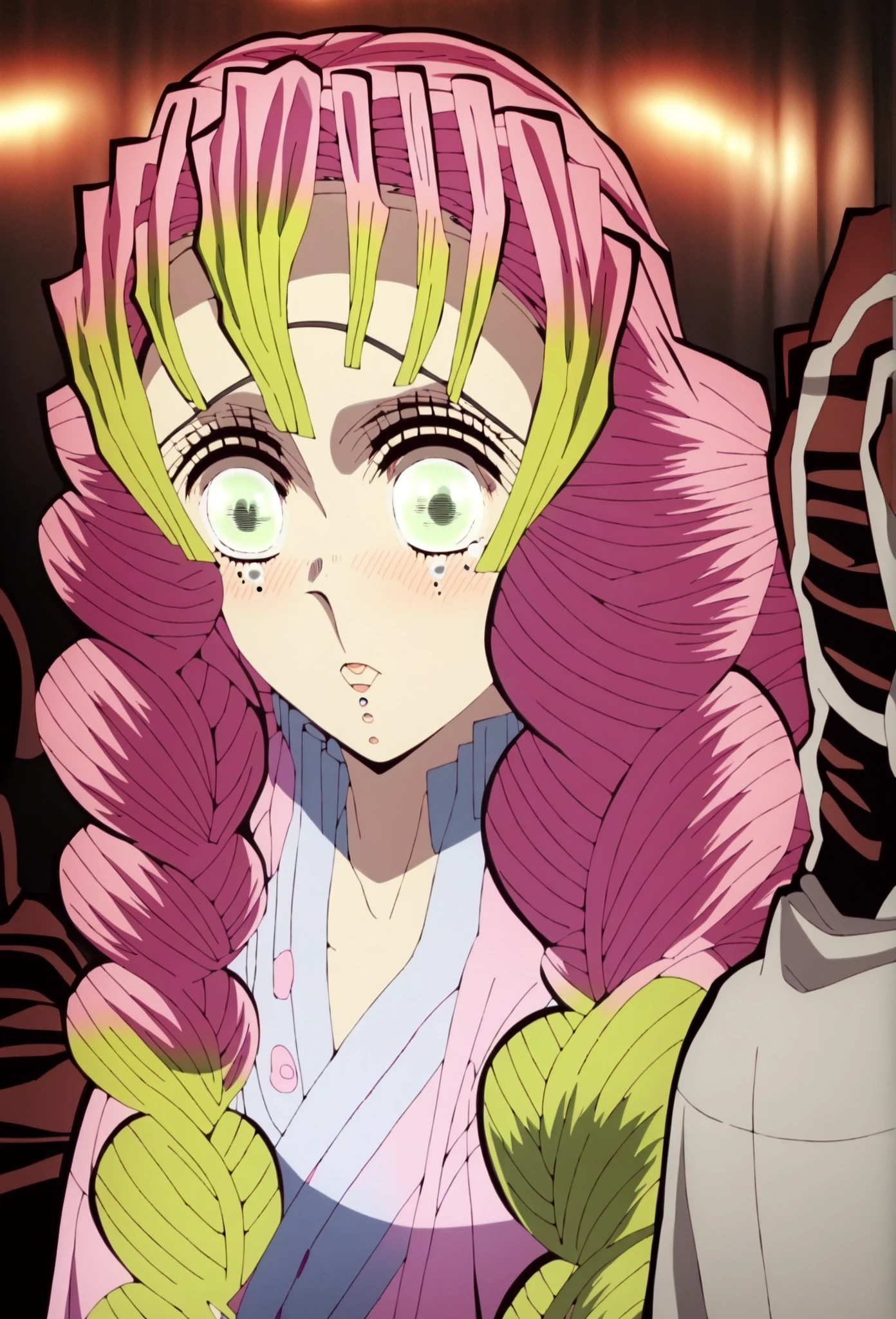 Lower body is naked,upper body naked,Anime girl with umbrella in the rain, kimetsu no yaiba, Completely naked,demon slayer louis fan art, anime look of a cute girl, anime moe art style, demon slayer artstyle, Completely naked,inspired by Nishikawa Sukenobu, Anime visual of a young woman, better quality, 8K,big breasts