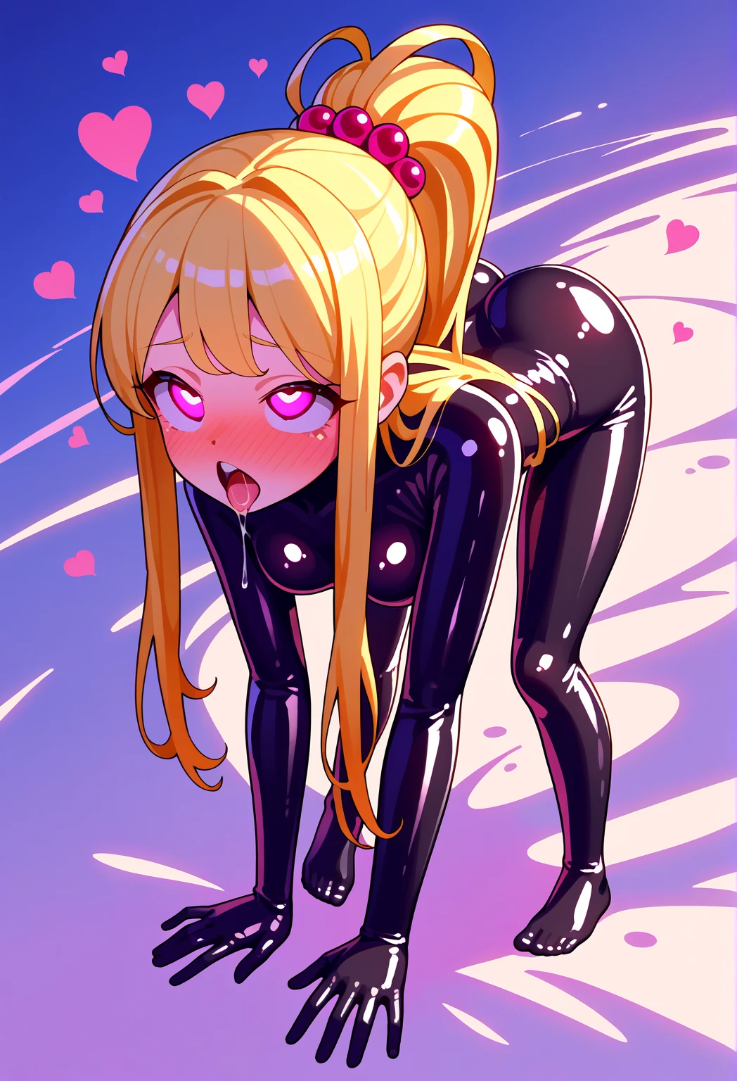 masterpiece、top-quality、skin tanned、dark brown skin、a blond、dyed blonde、Sailor suit style leotard、Nice Buddy、Full body like、Sex Worker、hi-school girl、Image of one woman、sexually arousing、Masturbating、Pleasant face、Insert into the crotch, Exposed nipples, no underwear, dripping pussy, tongue out, sweat, heart shaped pupils.