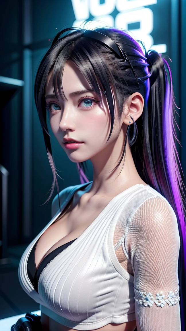 hair bobbles, wince, longeyelashes, solid circle eyes, light smile, ear blush, fang, Surrealism, drop shadow, anaglyph, stereogram, tachi-e, pov, atmospheric perspective, 8k, super detail, ccurate, best quality, (masterpiece:1.4), (8k, photorealistic, RAW photo, best quality: 1.4), japanese, 1girl, beautiful face, (realistic face:1.4), (caramel hair, long hair:1.3), beautiful hairstyle, beautiful detailed eyes, (best ratio eyes:1.5), attractive, ultra high res, ultra realistic, highly detailed, best ratio, (detailed face:1.4), looking at viewer, red lipsticks, purple eyes, (the best ratio of the number of fingers:1.5), ((high proportional realistic breasts, realistic medium breasts):1.4), slender body, (full body visible:1.5), portrait, photography, detailed skin, realistic, photo-realistic, highly detailed, full length frame, High detail RAW color art, lingerie