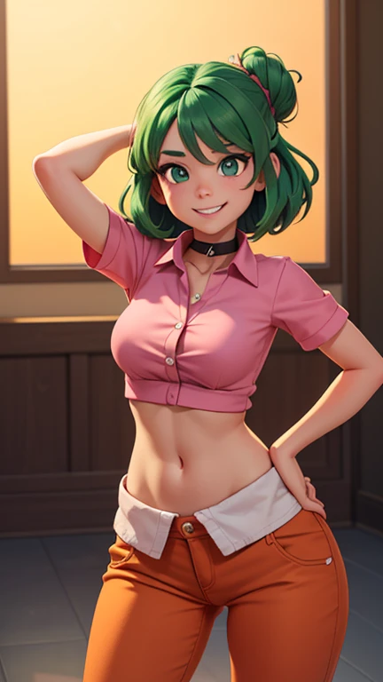 (masterpiece, highest quality, ultra high res, ultra detailed:1.3), 1 cute girl, ideal ratio body proportions, (dark-skinned Asian girl), gyaru, (yellow baggy tank top, green mini skirt:1.2), (showing off panties, white panties, lifting the skirt by self:1.4), cameltoe, shy look, (tank top covered nipples:1.3), in cute room, (dark skin, tanned skin:1.4),