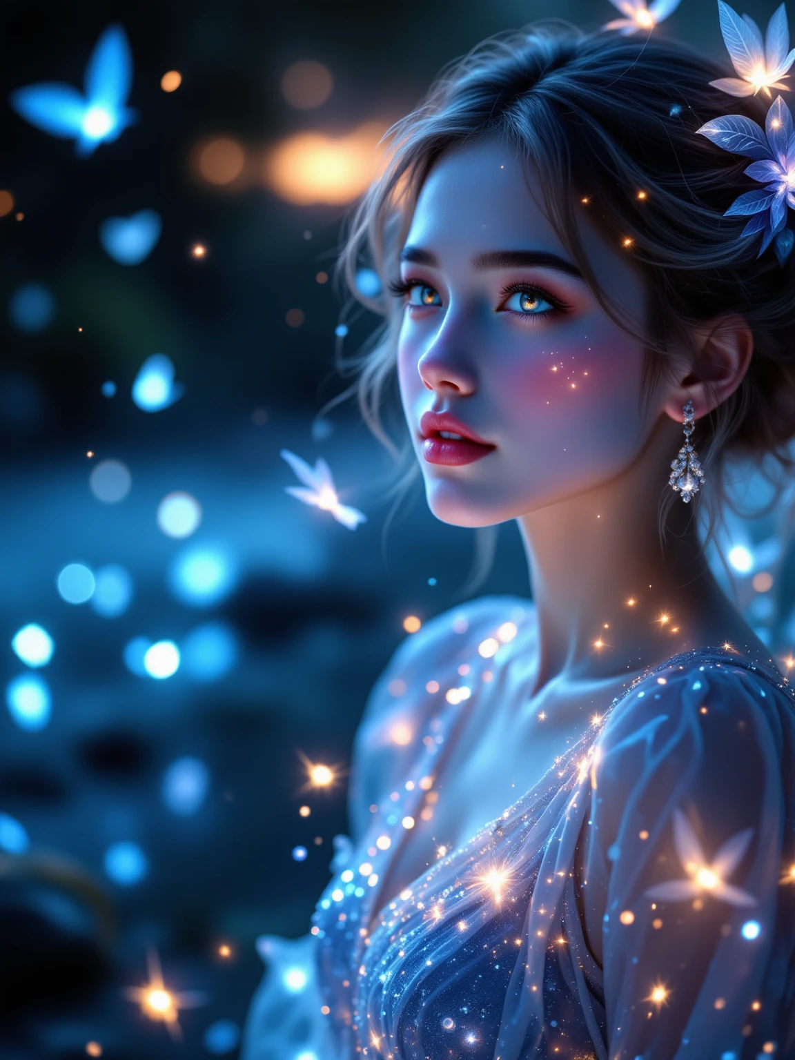 Evening Dress, theater, by Tyler Shields and Brandon Woelfel, 35mm photograph, bokeh, best quality, masterpiece, very aesthetic, perfect composition, intricate details, ultra-detailed
