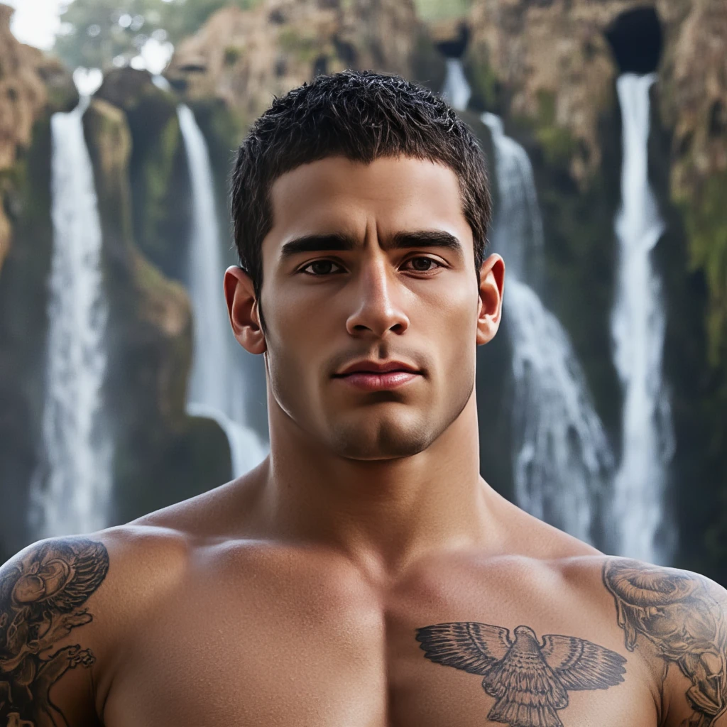 bad boy，  white skinned， of a shirtless， Wide open chest， a lot of black chest tattoo， stubble facial hair， musculous， Big， short detailed hair， brunette color hair， pervert smirk，  hades style， Mythical fire， fansty world， best qualtiy：1.2， tmasterpiece， A high resolution：1.2， golden necklace， shadowing， Volumetriclighting,gentleman，black-skinned，Ultra photo realsisim，Muscular men，black in color，Ultra photo realsisim， Strong muscular man，Street temptation，epic realistic，photore，Faded，complex stuff around，the complex background，soaking wet，com cores neutras，((((hdr)))),Complex scenes, art stations, Complicated details, whole body display，Muscular naked man，((Wear only a pair of transparent thongs))，Extremely sexy and provocative，（supermodel face，Strong muscles and perfectly curved body，((Extreme sexual tension))，Hormonal explosion)，(whole body display）（Short hair, Stubble masculinity，Naked muscle man:1.4）( Muscular macho)，No clothes on，((Only a pair of tight thongs were worn))，(((Tear the thong with both hands)))，((Extremely sexy and provocative：1.5))（nakeness)，((Tear the thong with both hands))，(Clear latex tight thong)，(whole body display：1.5）（NSFW：1.5）,(photorealistic),(real man), (puffy nipples), (swollen nipples),(((full body portrait))),leg , big fat ass,pornography,slutty man,,kinky man,lewd,
