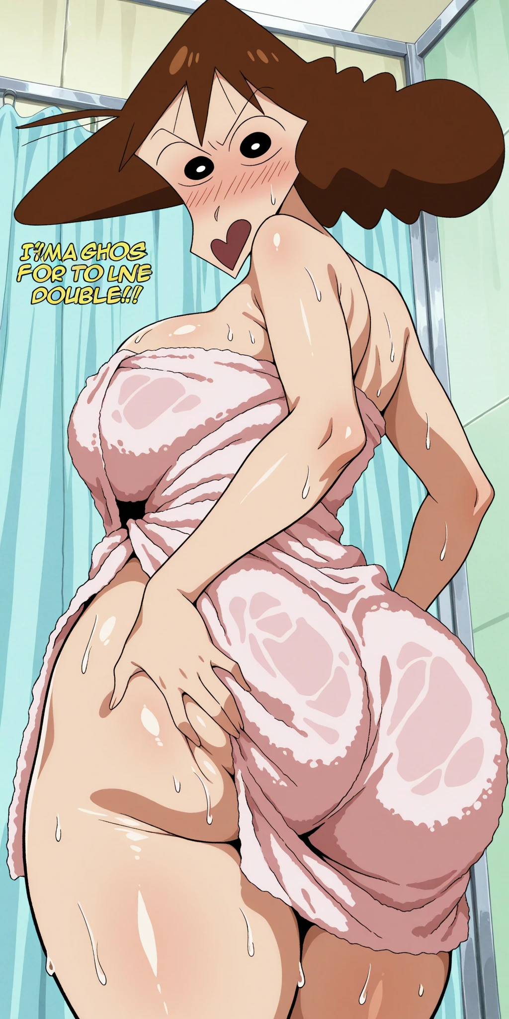 Misae Nohara, (Auntie:1.5), (Mature Woman:1.5), (absurderes, 8K, 4K, masutepiece, hyper extreme detailed:1.2), Best Quality, Perfect Anatomy,Perfect face,High humidity, (Huge breasts:1.7), (A sheer pink nightgown:1.5), (Wet:1.4), Sitting on the floor, (Alley:1.3), Graffitied wall, Garbage can, Scattered trash, (alone:1.5), (Brown eyes:1.2), (Clothing is revealing:1.2), Exposed shoulders, Torn clothes, Are pregnant, Firm breasts, Upturned nipples, Showing cleavage, Mole on chest, (Thick armpit hair:1.4), (blush:1.2), A kind smile, relief, peace of mind, (maternal:1.3), (Gentle look:1.5), Smiling face, (Outdoor:1.5), (Out:1.3)