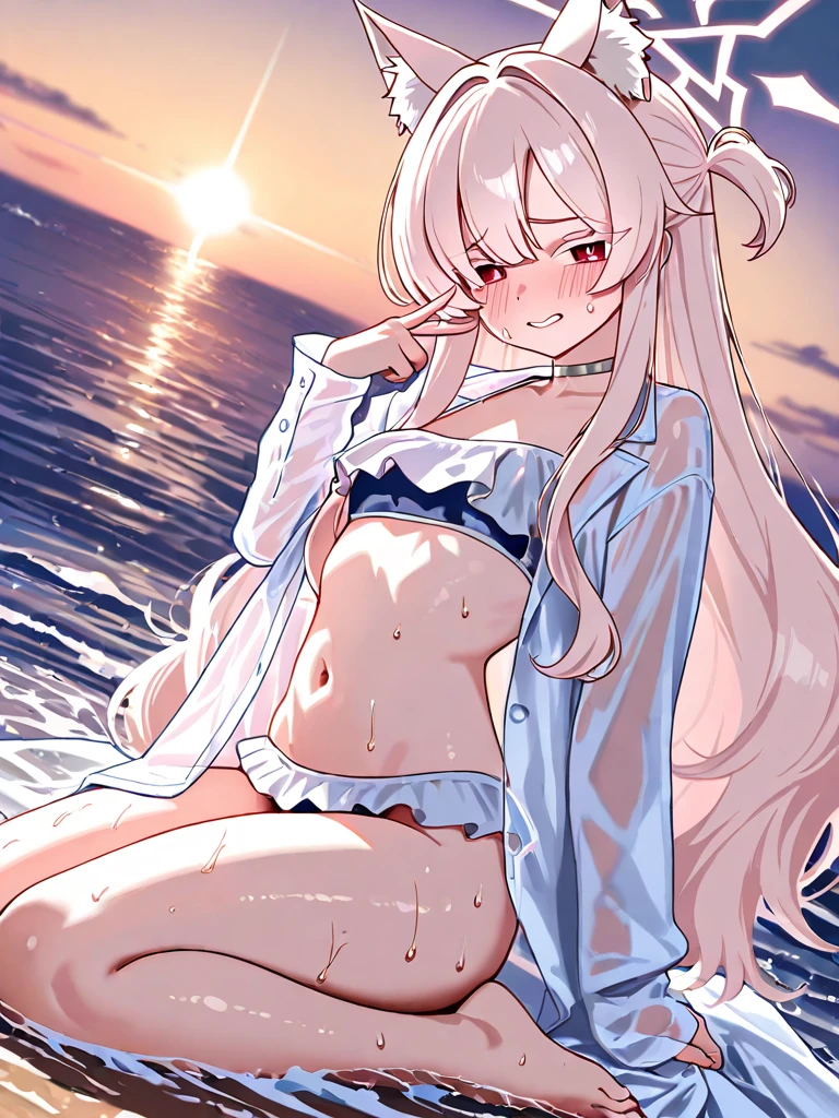 ((high quality colour line art)), (highly detailed), ((cute girl riding boy)), ((boy fucking girl)), ((sex)), (((((small breasts))))), necklace, (((sunny beach))), ((pale skin)), (((anatomically correct))), (long white hair), (soft pussy), ((very young)) (((chubby))), dick, penetration