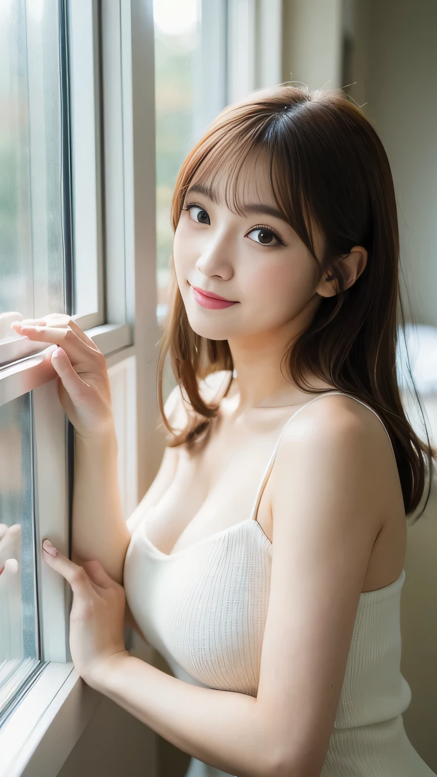 HDR,uhd,8K,High Detail,Best quality,masterpiece,Best quality,lifelike,1 Girl,whole body,Sitting,Ruffles,apron,White skin,Simple background,Studio Lighting,(EOS R8,50mm,F1.2,8K,RAW photos,headlight,(((masterpiece)),((Best quality,super fine illustrations)),((Very delicate light)),((fine lighting,very fine 8KCG wallpaper)),Smile