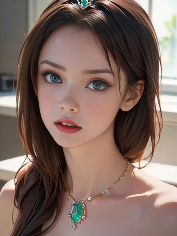 (best quality, 8k, highres, photorealistic:2.0), (solo, one girl:2.0),(pin up girl:1.5),(photo taken using flash:1.9),(brighten the subject:1.8),(Photographed in the kitchen:2.0),(Chubby body girl:1.5),(shiny skin:1.5),(oily skin:1.5),(blonde woman:1.8),(long hair:1.5),(ultimate beautiful girl),(cool beauty girl:1.5),(Kind hearted woman),(very kind lady),(caring woman),(attentive woman),(very elegant woman:1.3),Blush brown makeup , dark eye makeup ,pink lipstick,(big beady eyes girl:1.3),(droopy-eyes woman:1.3),(blue eyes girl:1.3),(intense sex appeal:1.5),(expensive necklace:1.5),(prostitute girl),(amazing orgasm ecstasy),(She makes a sexy bold pose),(carnal women:1.5),chuuChloe,(she is very skilled in sex),(she has a very happy expression on her face:1.5),(Brightly light the subject's face),(very tight shirt),(sheer shirt),(very soft breasts),(Nipples erect inside clothes),(Mini thong:1.3),(nice hips)