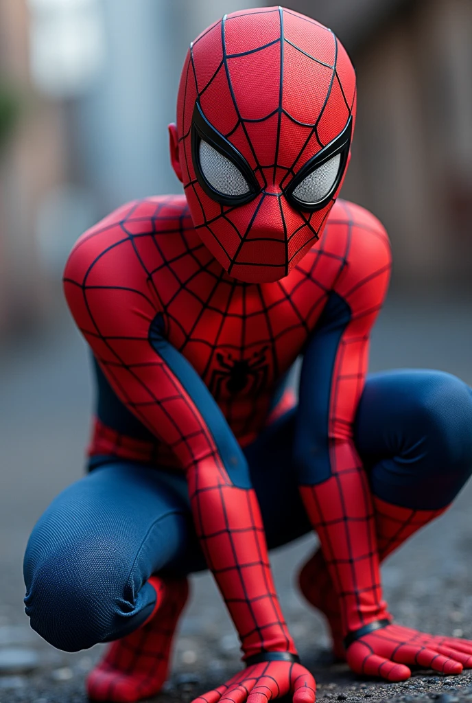 Little Boy in spiderman suit for Halloween has an erection shooting spider web out of his erect member through the suit