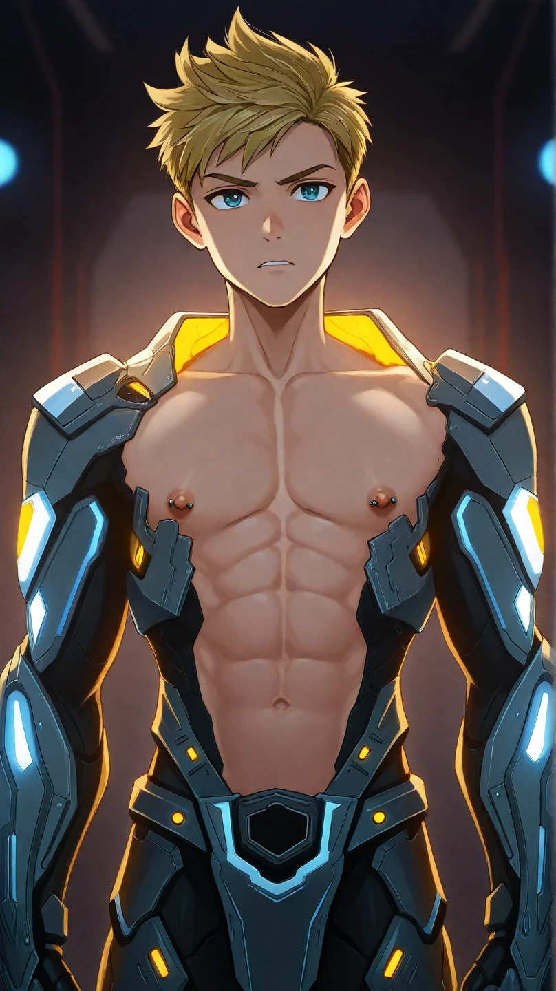 (score_9, score_8_up, score_7_up, score_6_up) BREAK (furry, source furry, uploaded on e621) BREAK robot, android, android skin, barcode tattoos on the body, (broken neck:1.2, damaged belly:1.4, damaged arms:1.2), cracked chest, solo, male, adult, nude, athletic, thin waist, white arctic fox, white fur, short messy dark blue hair, cute young face, talking, black mouth, canine teeth, glowing blue robotic eyes, hard nipples, massive ????? white penis, erection, foreskin, dripping precum, blue component, chip, circuit board, glowing blue mechanical parts, glowing blue mechanical component, holster, gun, handgun, holding handgun, hand holding handgun, exploring, exploring the forest, forest, forest background, angry expression, looking away, BREAK good quality, best quality, high quality, high definition, hd, 4k, 8k, masterpiece, good proportion, perfect proportion, good anatomy, perfect anatomy 