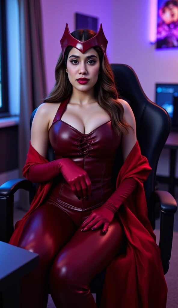 A hyper realistic, detailed mature woman 25 years old, black Hair, Cheveux Longs Ondulé , red lips, glasses, superhero Suit (skirt and tights), In battlefield, beautiful breasts, slim waist, hourglass figuure, black tights , handsome, absolutely stunning, looking seductively at the camera,