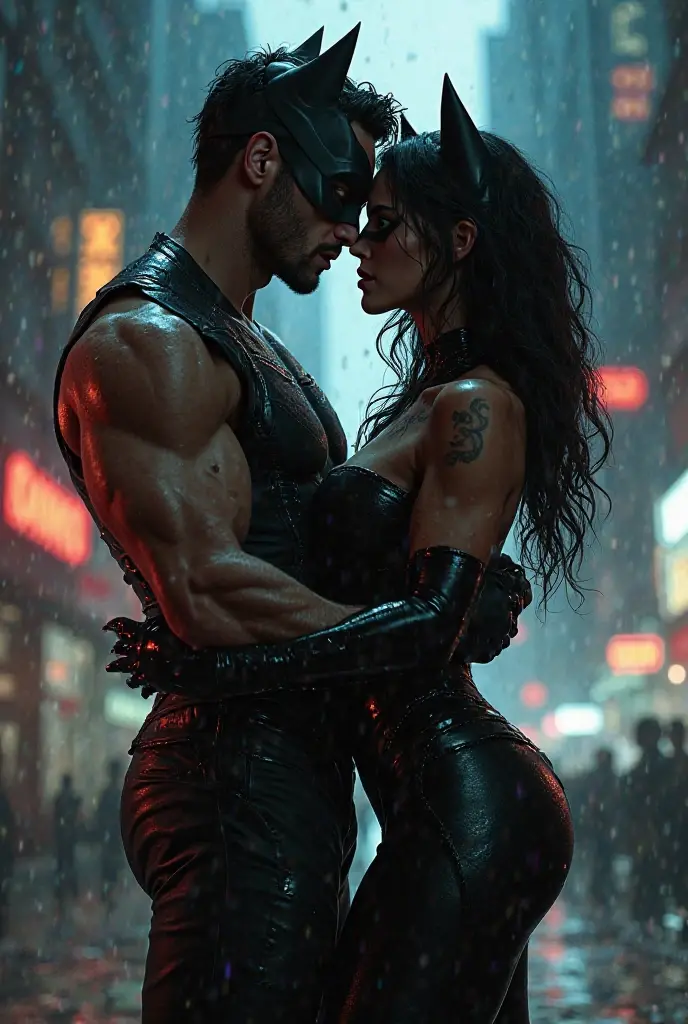 Werewolf in human form, alpha and his girlfriend. no nude. black bra.
