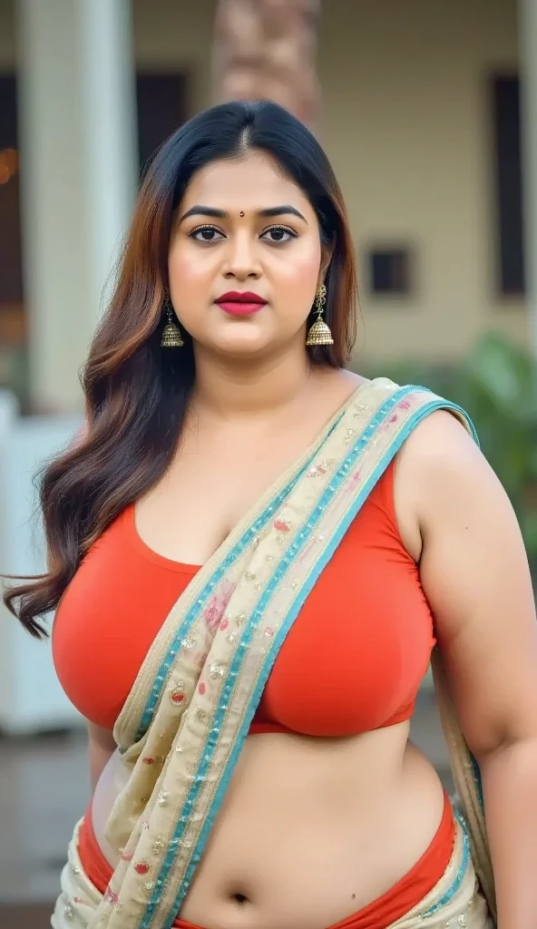 50yo mature MILF Anushka Shetty,((best quality)), ((masterpiece)), ((realistic)), sweat, alluring figure,  bulging figure, thick charming lady, curvy, thick navel, beautiful thick belly, full figured woman, eye kajal, massive breast, full body, styled hair, pierced eyes, female face,royal aura, trend on artstation , sharp focus, studio photo, intricate detail, very detailed, detailed eye, illustration, very detailed, sharp focus, digital render, professional, 4k