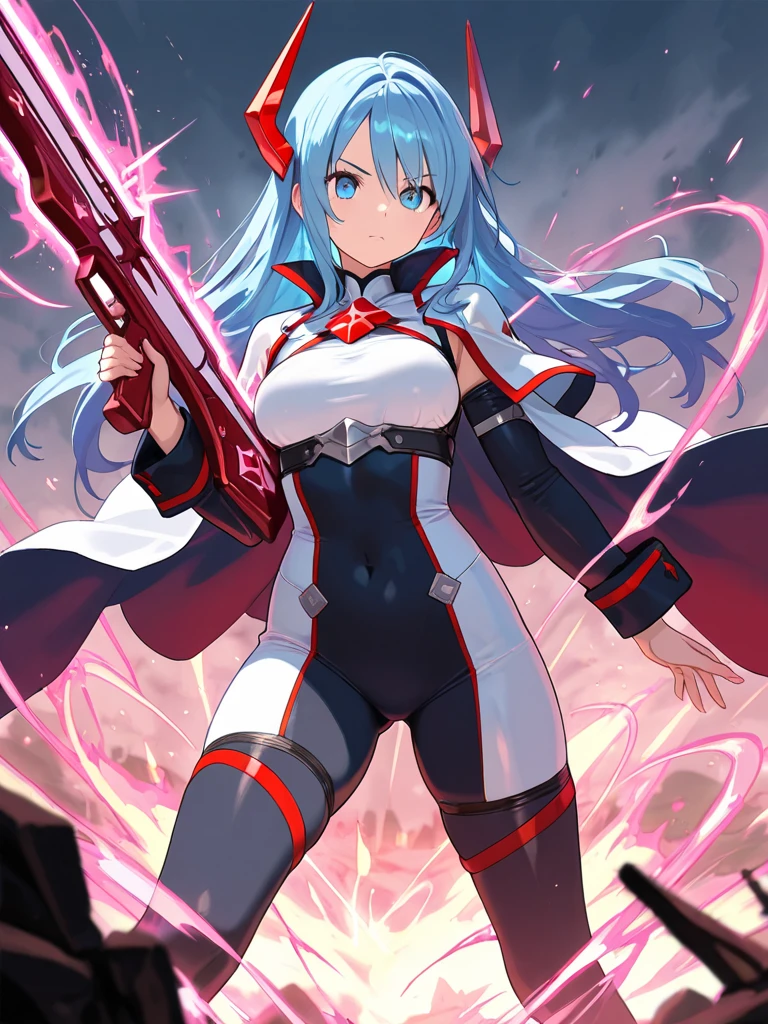 disqust, team rocket,team rocket uniform,white skirt,red letter R,crop top,black thigh-highs,black elbow gloves,