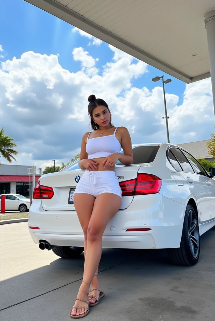 photo of 23 y.o beautiful woman,tanning skin, light almond-shaped eyes gray, brown black hair, low neckline with medium bust, thick eyebrows, thin nose, full mouth, skynni, freckless face