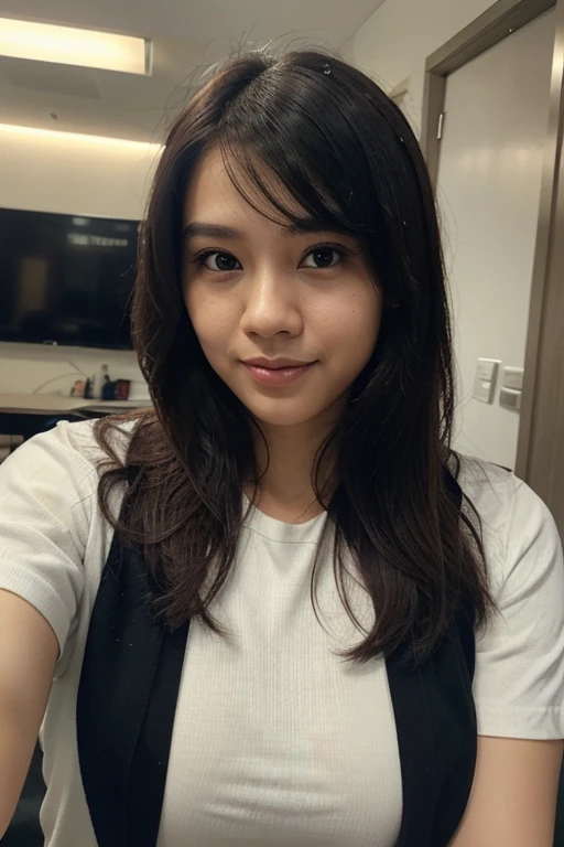highest quality, shape, Very detailed, finely, High resolution, 8k wallpaper, Perfect and dynamic composition, Beautiful and detailed, Medium Hair, Mid-chest, Natural color lip, Sexy pose, Life form, View your viewers, smile, 17-year-old girl,Young face、low length、Very big breasts、Ecstasy (school uniform:1.8、Exposing breasts), Sex, erotic, Fair skin, Whitening, (Sex, vaginal Sex:1.1), Life form, Mole, Mole under eye