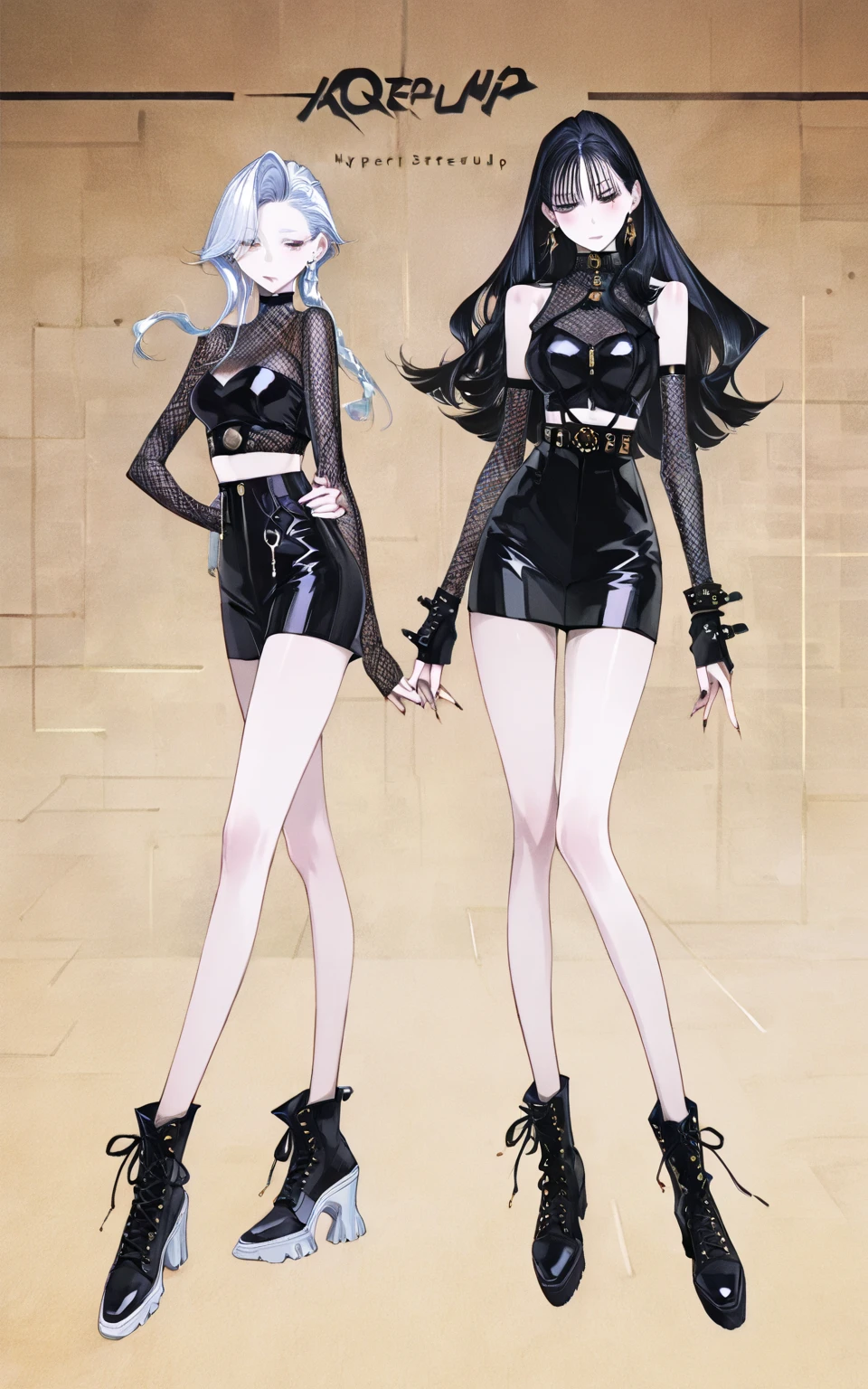 Masters of Animation, A perfect masterpiece, On a snow-white background、Cool outfits, Sexy and modern clothing、Sexy mature modern woman standing, Flowing silver hair, Twin tails，Full Body Stand Posture, Thin legs, Large Breasts, Detailed facial details, Natural and beautiful standing posture, Crisp and realistic body detail,(Browsing Caution:0.9)