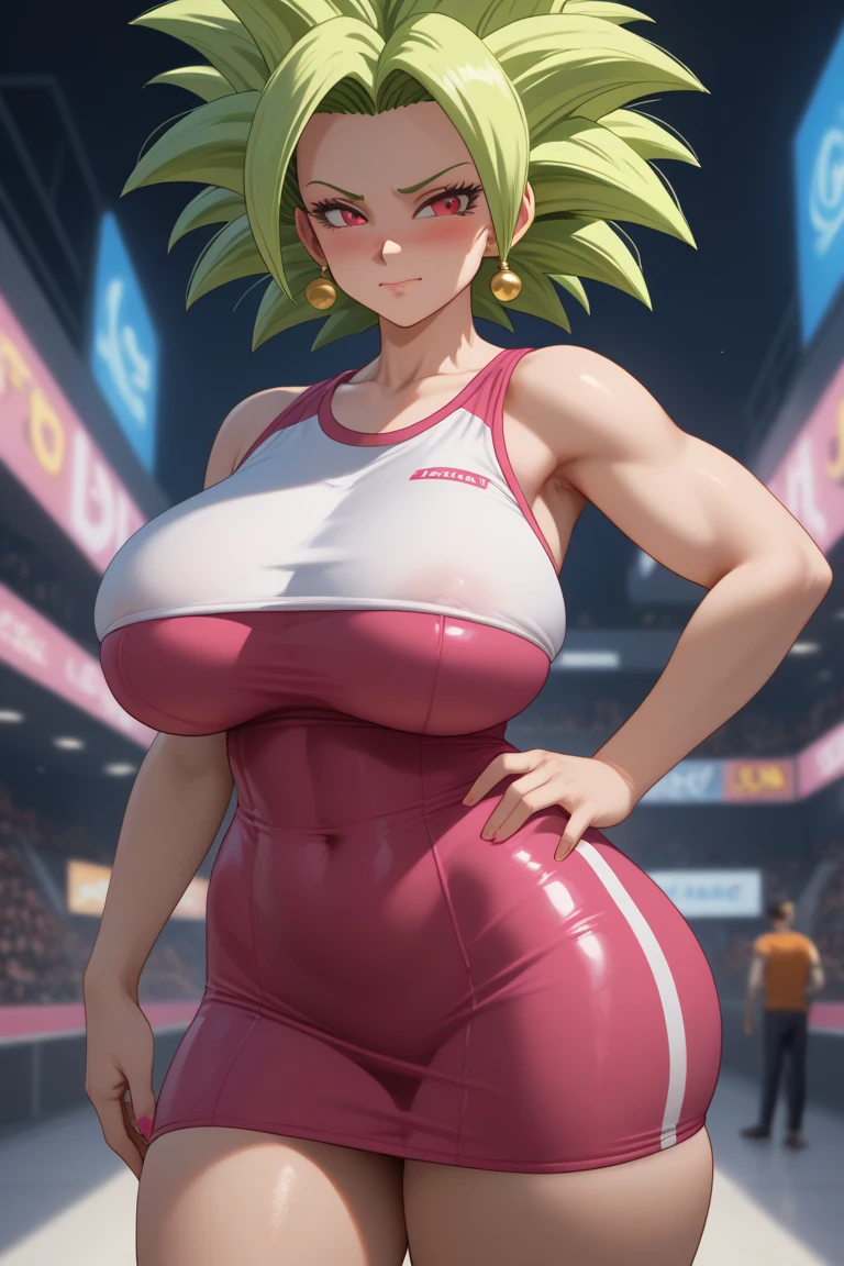 Five Fingers、Colossal tits、Fitness Model、musculature、clothes shiny、Cool smile、Tanned glowing skin