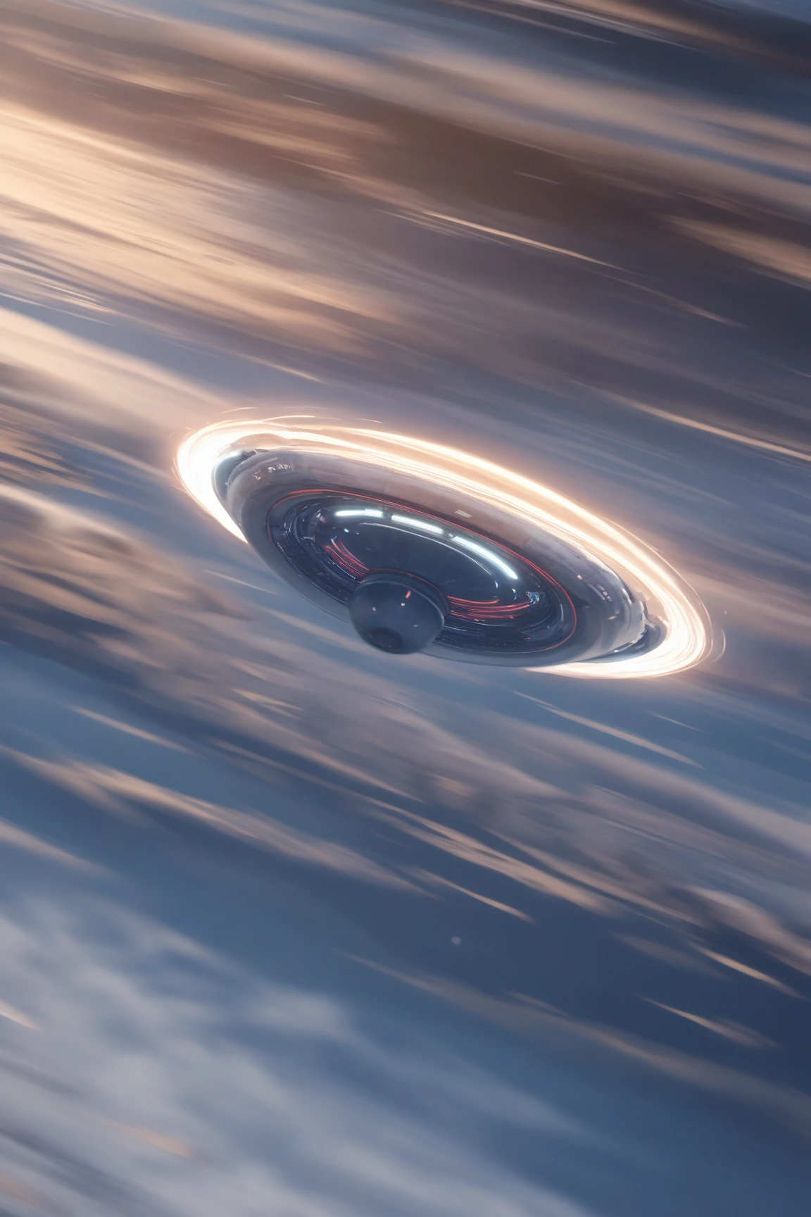 UFO moving at the speed of light, pale particle light, Background:sea of clouds((motion blur:1.6、Backgroundぼかし)), Supreme Masterpiece、4ｋ