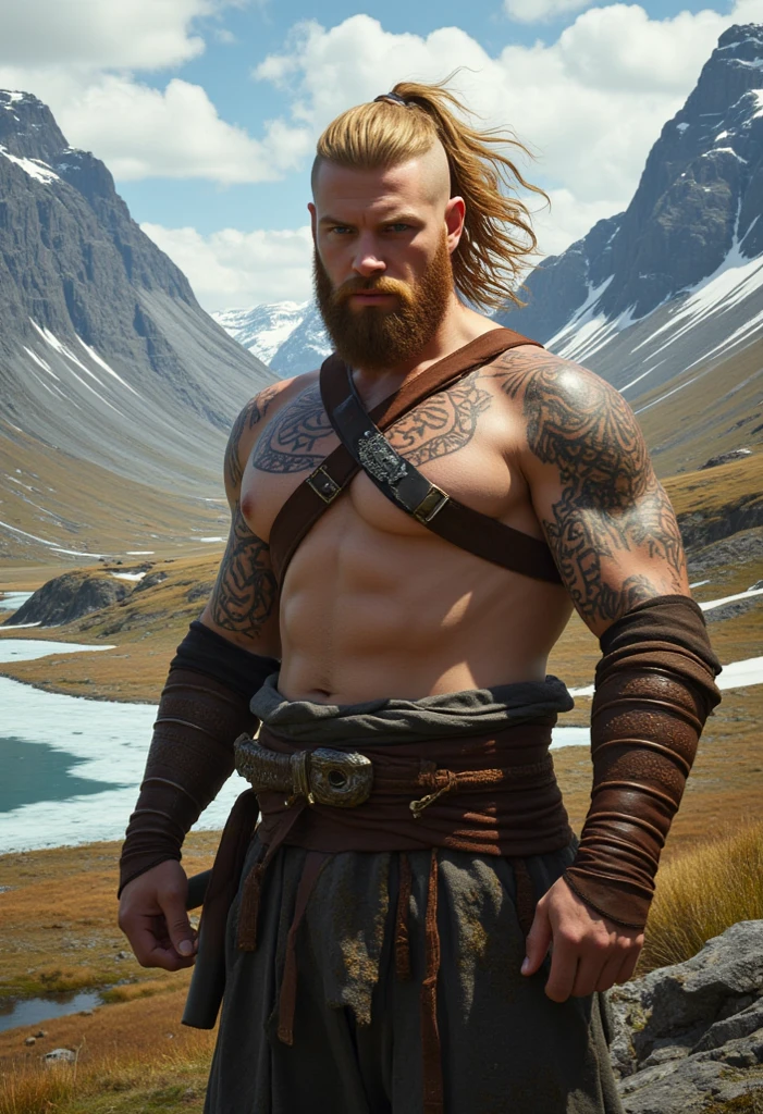 (((2heads))),a viking, dad bod,55 year old man,(big bulge:1.1),fat,beautiful face, thick, buzz cut, (very thick beard:1.3), tattoos,detailed blue eyes, sexy viking attire, unathletic,big butt, very wide shoulders, wet, drenched:1.3, massive big bulge in crotch, dripping gooey white slime on skin,oiled skin, wet skin, very pale,auburn hair s, black hair,brown hair,unathletic, outside on a viking ship, stormy weather, at twilight, moonlit sky, serious,full body, realistic, detailed,oiled skin, glistening skin, gooey translucent white slime on face , gooey translucent white slime on chest, gooey translucent white slime on clothes, holding a torch
