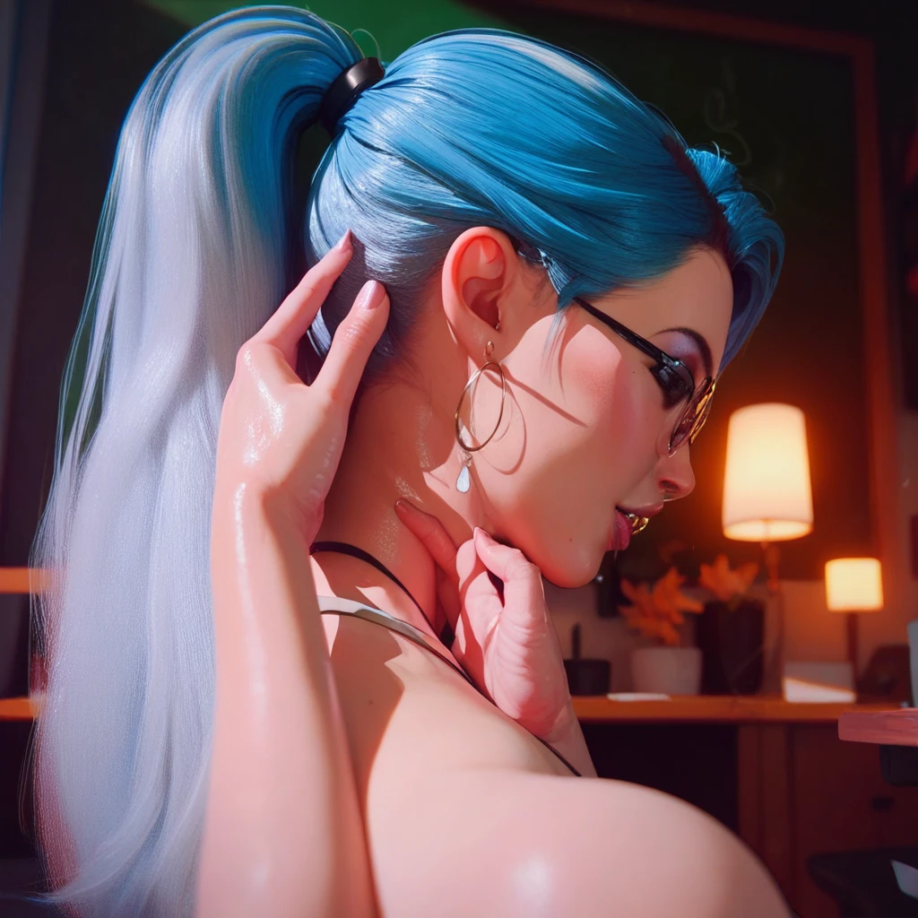 ultra realistic 8k cg, masterpiece, ((ultra detailed background, delicate pattern, intricate detail)), (highly detailed, fine details), best quality, 1girl, (photorealistic:1.4),beautiful lighting, absurdres, RAW photo, film grain, ((big breasts, slim girl)), 1girl, MeiMei, solo, long hair, braid, hair over one eye, smile,braided bangs,braided ponytail, (((naked woman, visible , nipples, upper body))),makeup, grey hair, red lips, one eye covered, lipstick, parted lips, single braid, (complex detailed background, outside, urban environment), Big , Nipples