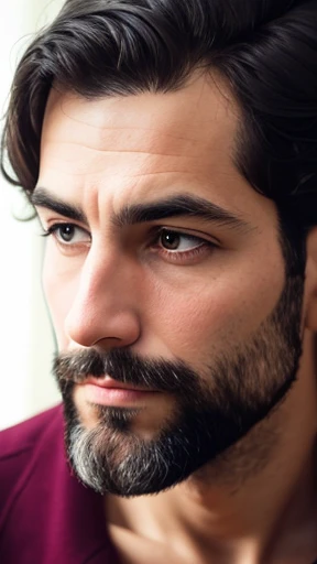 A Jewish man focuses on his face..