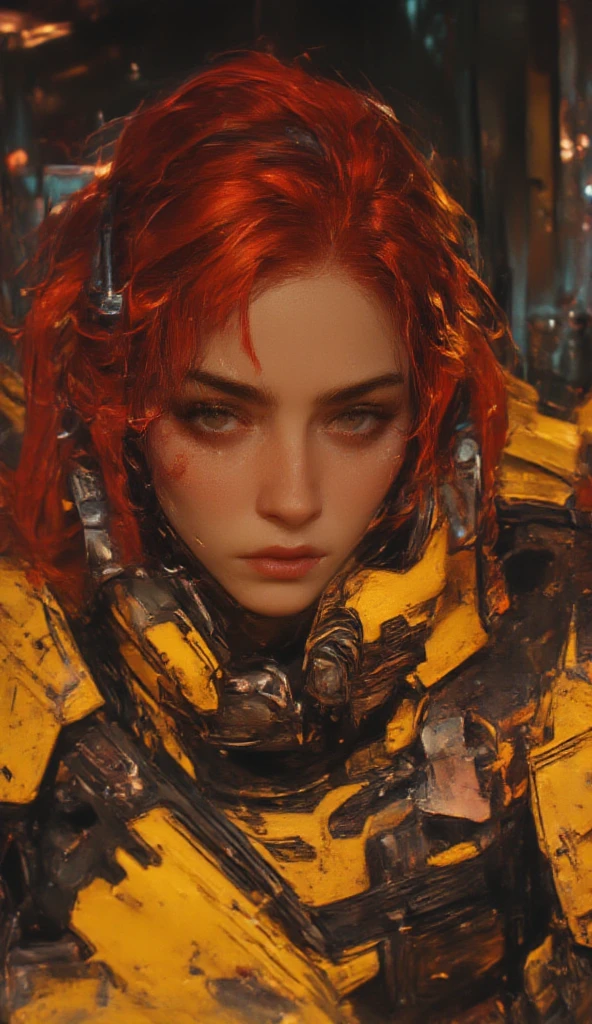 Absurd resolution, high resolution, (masterpiece: 1.4), hyper-detail, 1 young woman, short red hair, pilot suit, rich princess, sitting in an extremely narrow closed mecha control room, expression scared crying open mouth call (1.3), in the sky
